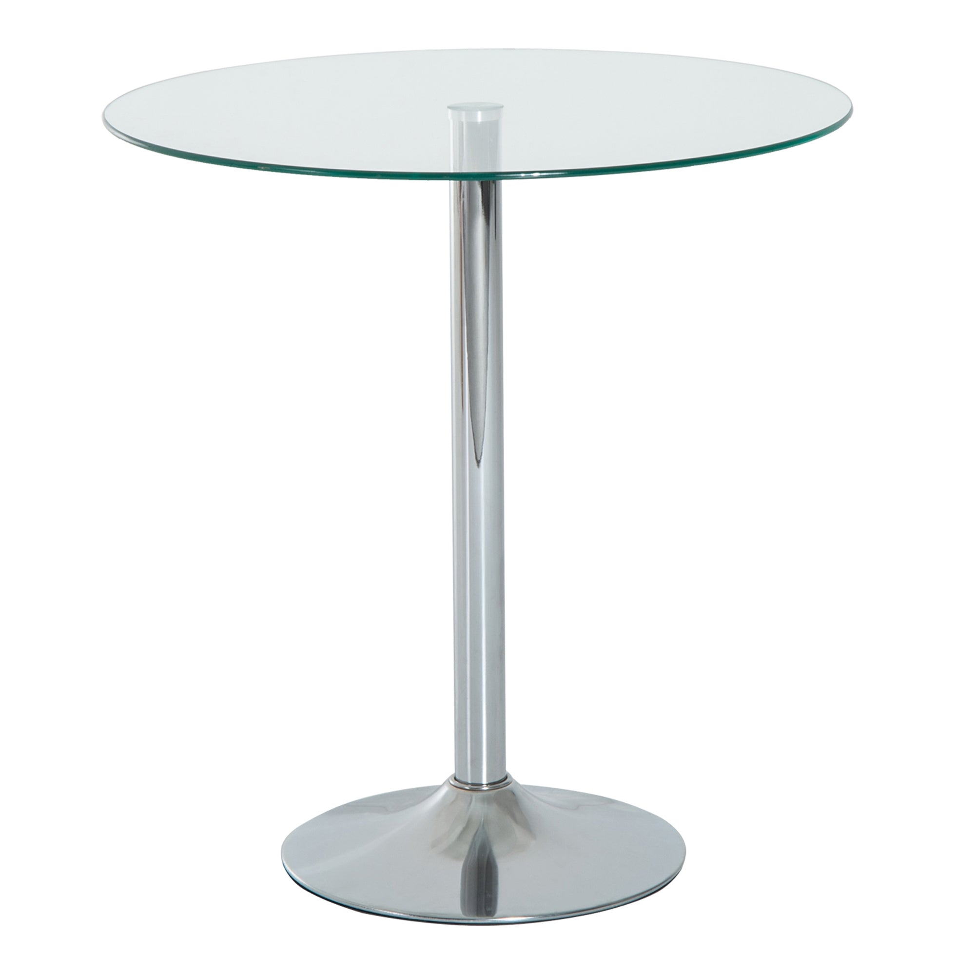 HOMCOM Round Dining Table, Modern Dining Room Table with Tempered Glass Top, Steel Base, Space Saving Small Bar Table - North Peak Garden Furniture