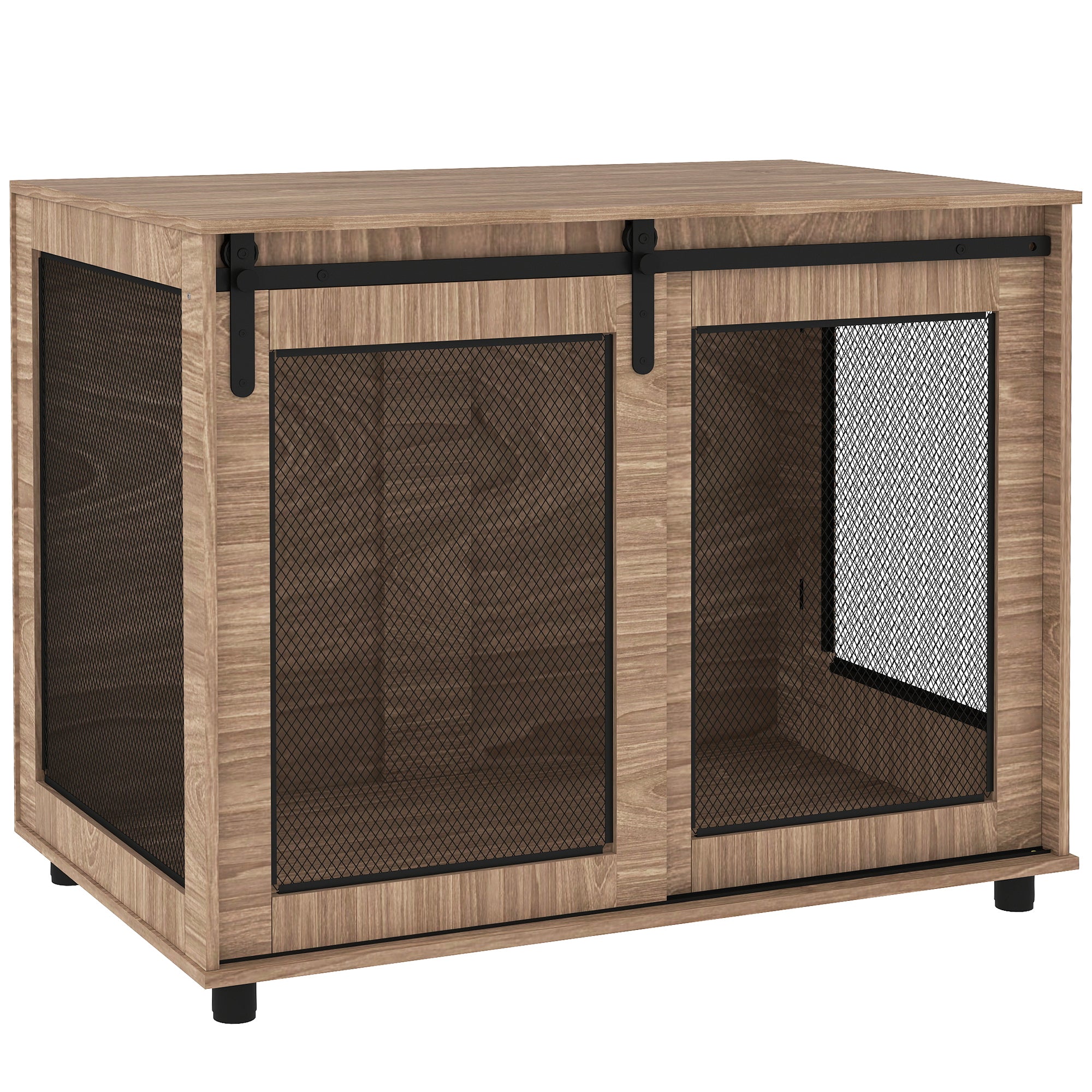 PawHut Dog Crate Furniture with Sliding Door for Large Dogs, 98 x 60 x 78cm, Walnut Brown - North Peak Garden Furniture
