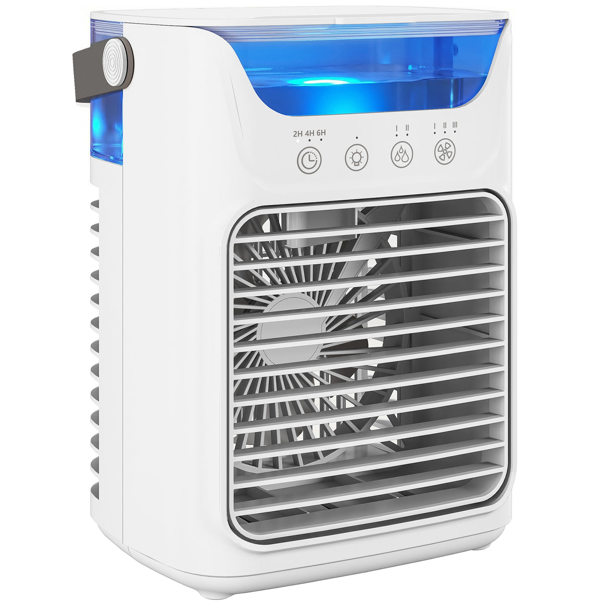 HOMCOM Desk Fan with Adjustable Head, 3-Speed Small Fan with 700ml Water Tank White