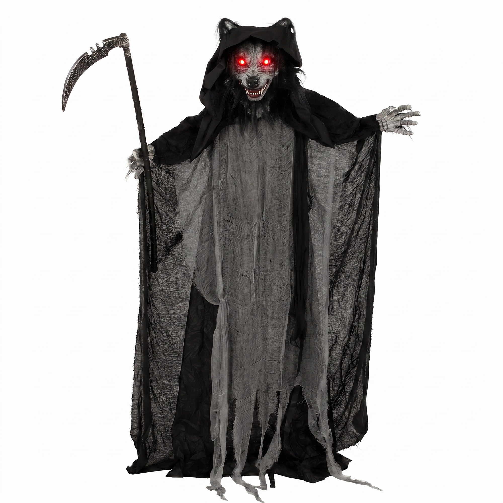 HOMCOM Halloween Standing Werewolf Animated Decoration with Light-Up Eyes, Sound and Touch Activated