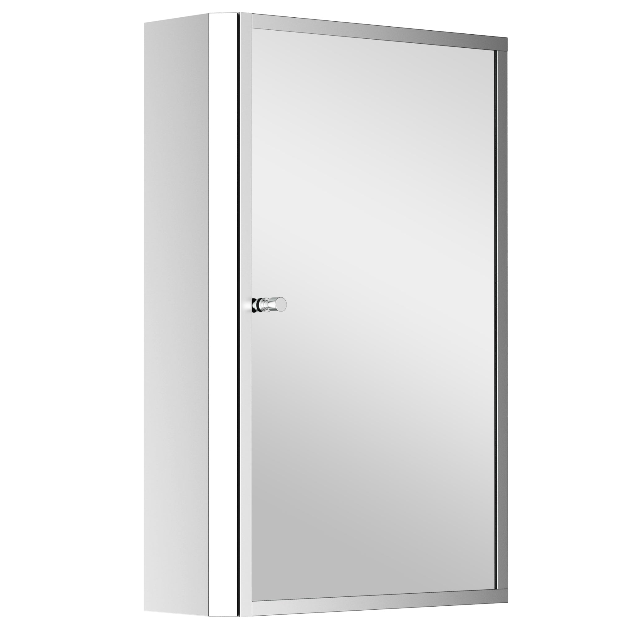 HOMCOM Stainless Steel Wall mounted Bathroom Mirror Cabinet 2 Shelves Storage Unit Furniture w/Single Door (60H x 40L x 13D (cm)) - North Peak Garden Furniture