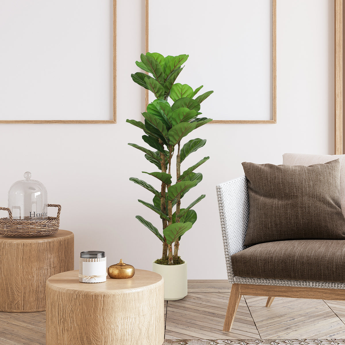 HOMCOM 120cm Artificial Fiddle Leaf Fig Tree - Green