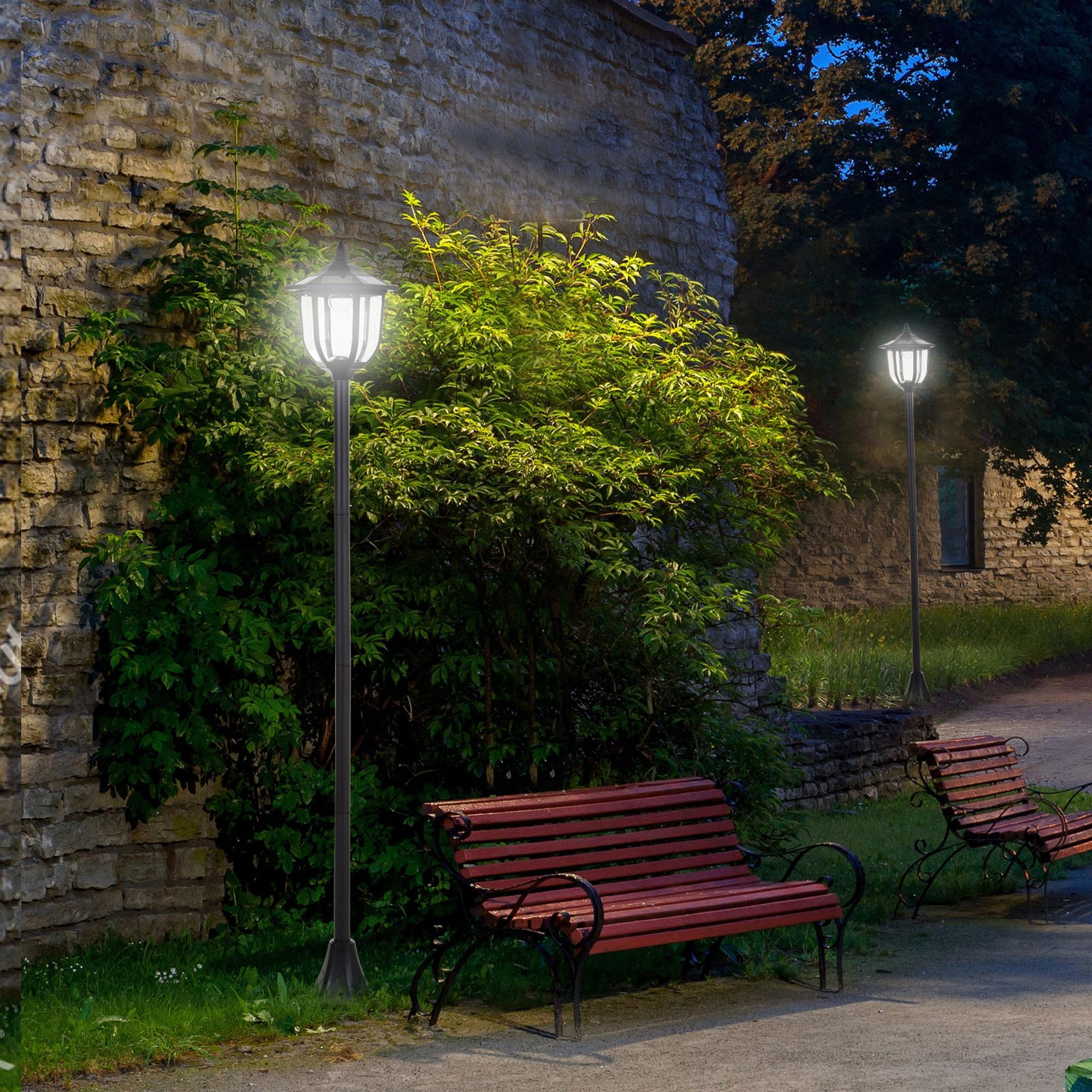 Outsunny Outdoor Garden Solar Post Lamp Sensor Light LED Lantern Bollard Pathway Torch Light 1.77m Tall - North Peak Garden Furniture