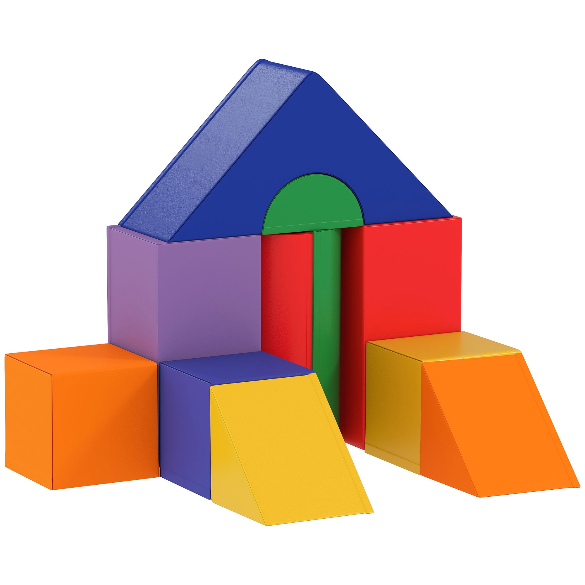 HOMCOM 11 Piece Soft Play Equipment for Toddlers, Soft Play Set Kids Foam Blocks Toys for Climb and Crawl, Multi-colored