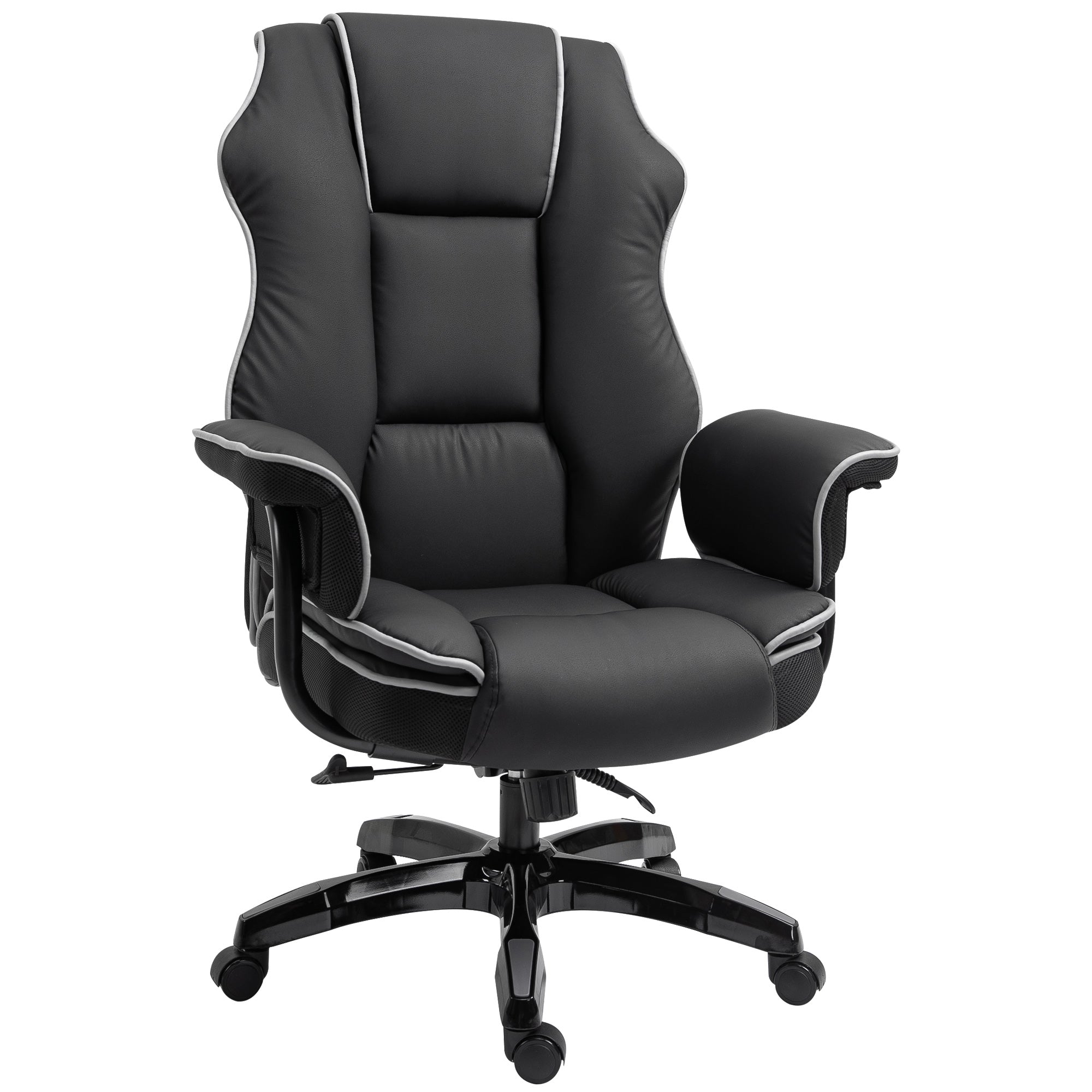 Vinsetto Executive Office Chair, PU Leather High Back Desk Chair with Height Adjustable, Reclining Swivel Computer Chair for Home, Black - North Peak Garden Furniture