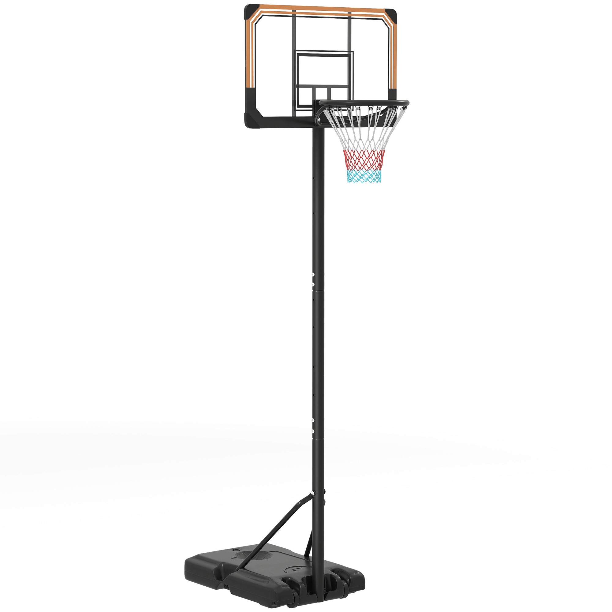 SPORTNOW Height Adjustable Basketball Stand Net Set System, Freestanding Basketball Hoop and Stand with Wheels, 182-213cm - Black - North Peak Garden Furniture