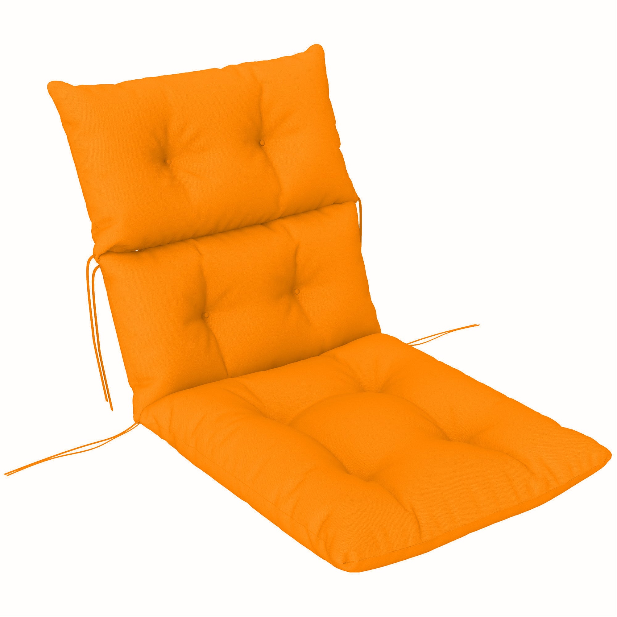 Outsunny Tufted Adirondack Chair Cushion, Thick Garden Seat Cushion Pad with Backrest, Rocking Chair Cushion with Ties for Outdoor and Indoor Use, Orange - North Peak Garden Furniture