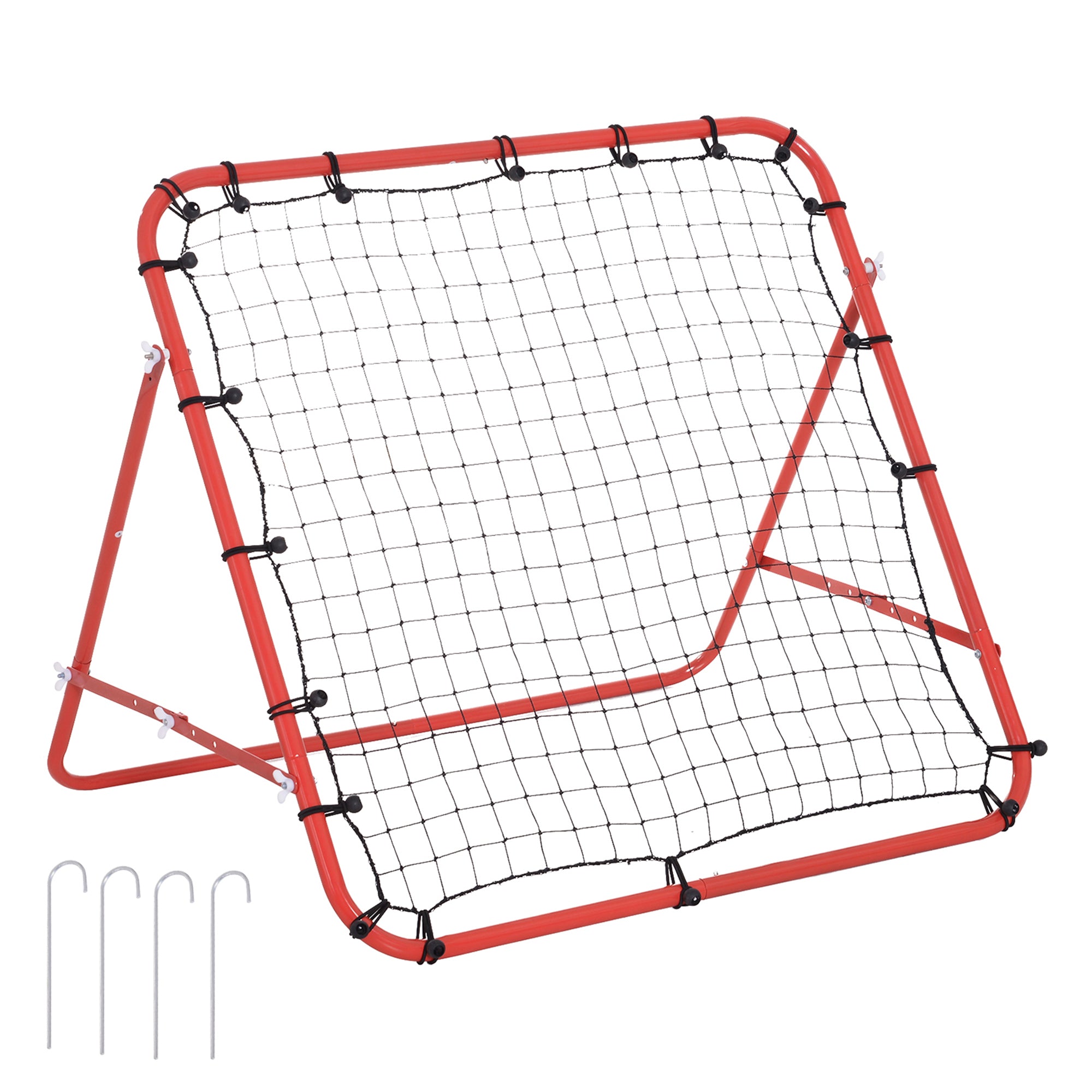 HOMCOM Rebounder Net, Practise Kickback Goal, for Teens, Adults Training - Red - North Peak Garden Furniture