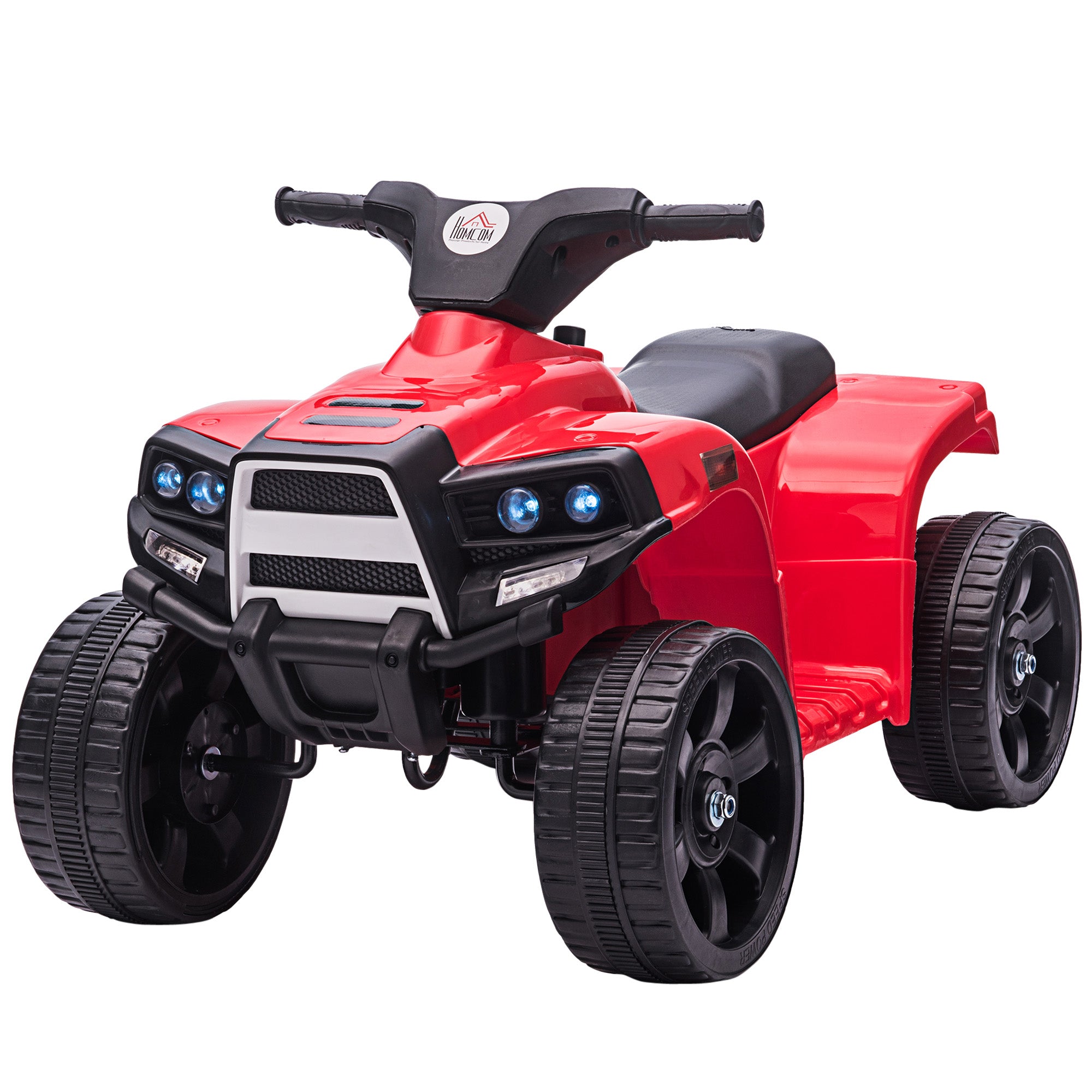 HOMCOM 6V Kids Electric Ride on Car All Terrain Vehicle Toy Quad Bike With Headlights for Toddlers 18-36 months Red - North Peak Garden Furniture