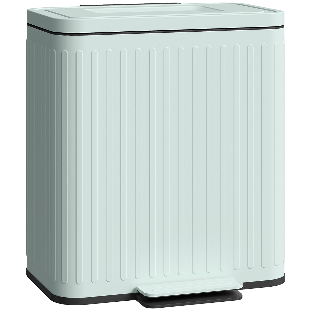 HOMCOM Dual Kitchen Bin, 2 x 20L Double Bin for Recycling and Waste, Fingerprint-proof Pedal Bin with Soft-Close Lid, Removable Inner Buckets, Light Green