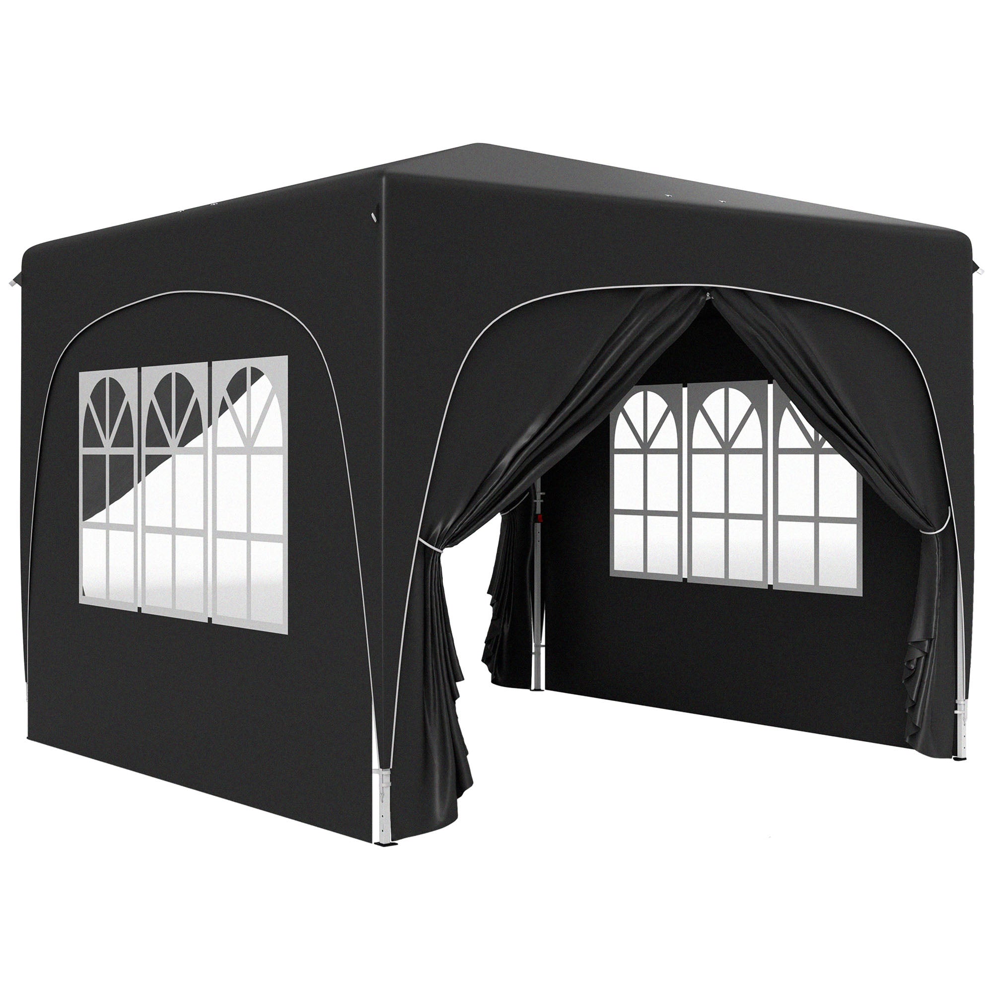 Outsunny 3 x 3m Pop-Up Gazebo Shelter, with Accessories - Black
