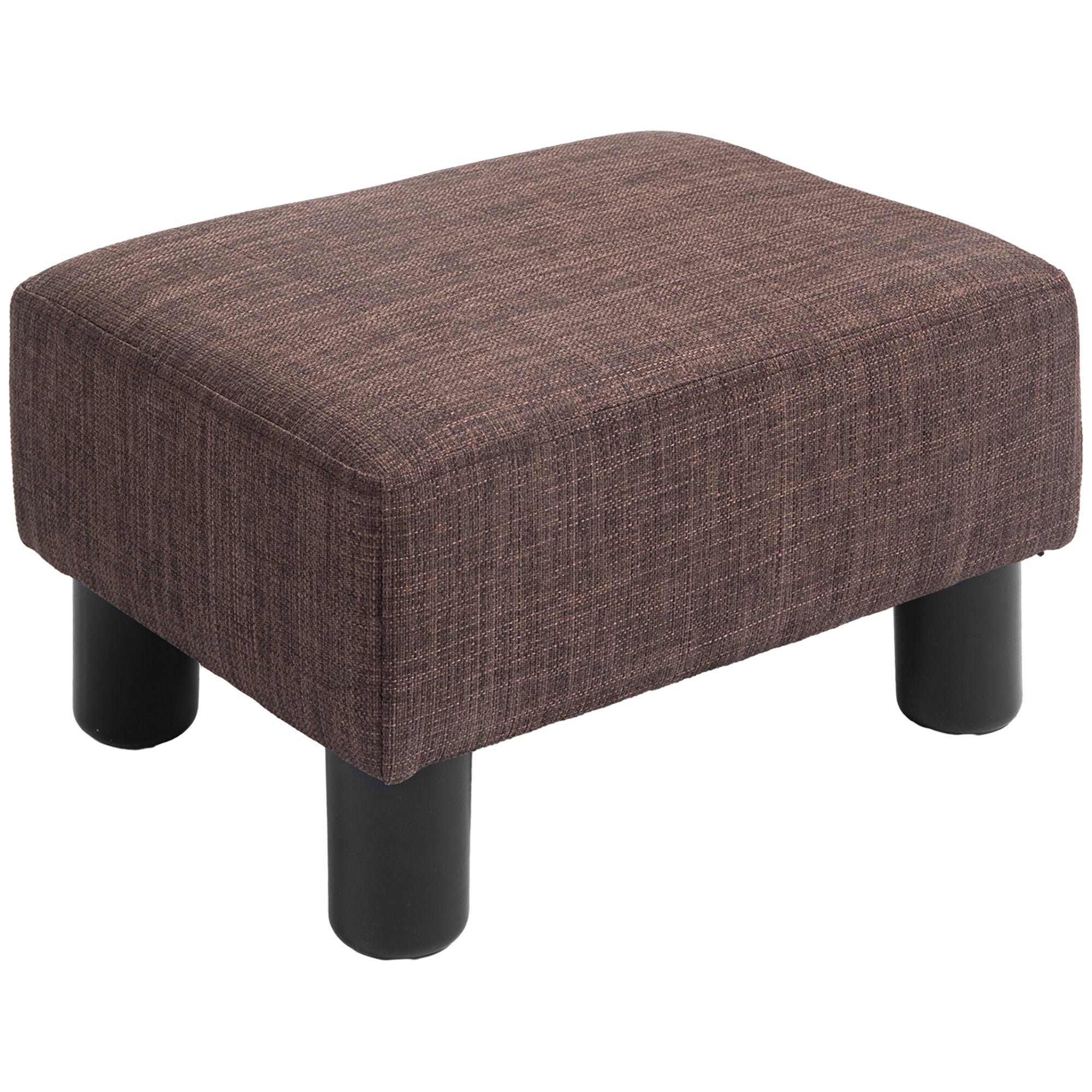 HOMCOM Linen Fabric Footstool Ottoman Cube with 4 Plastic Legs