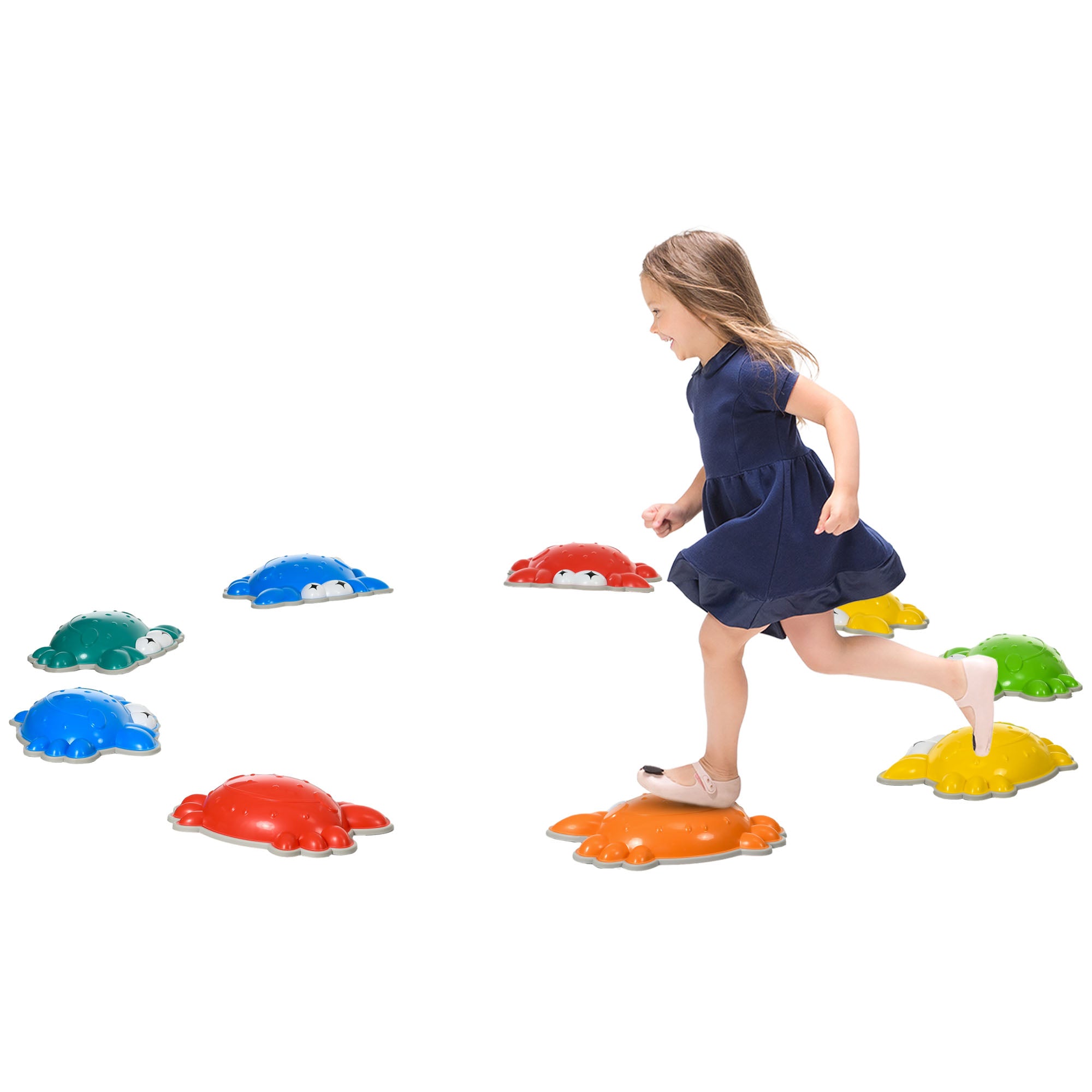 ZONEKIZ 9PCs Kids Stepping Stones with TPE Anti-Slip Edge, Crab-Designed Balance River Stones, Obstacle Courses, Stackable - North Peak Garden Furniture