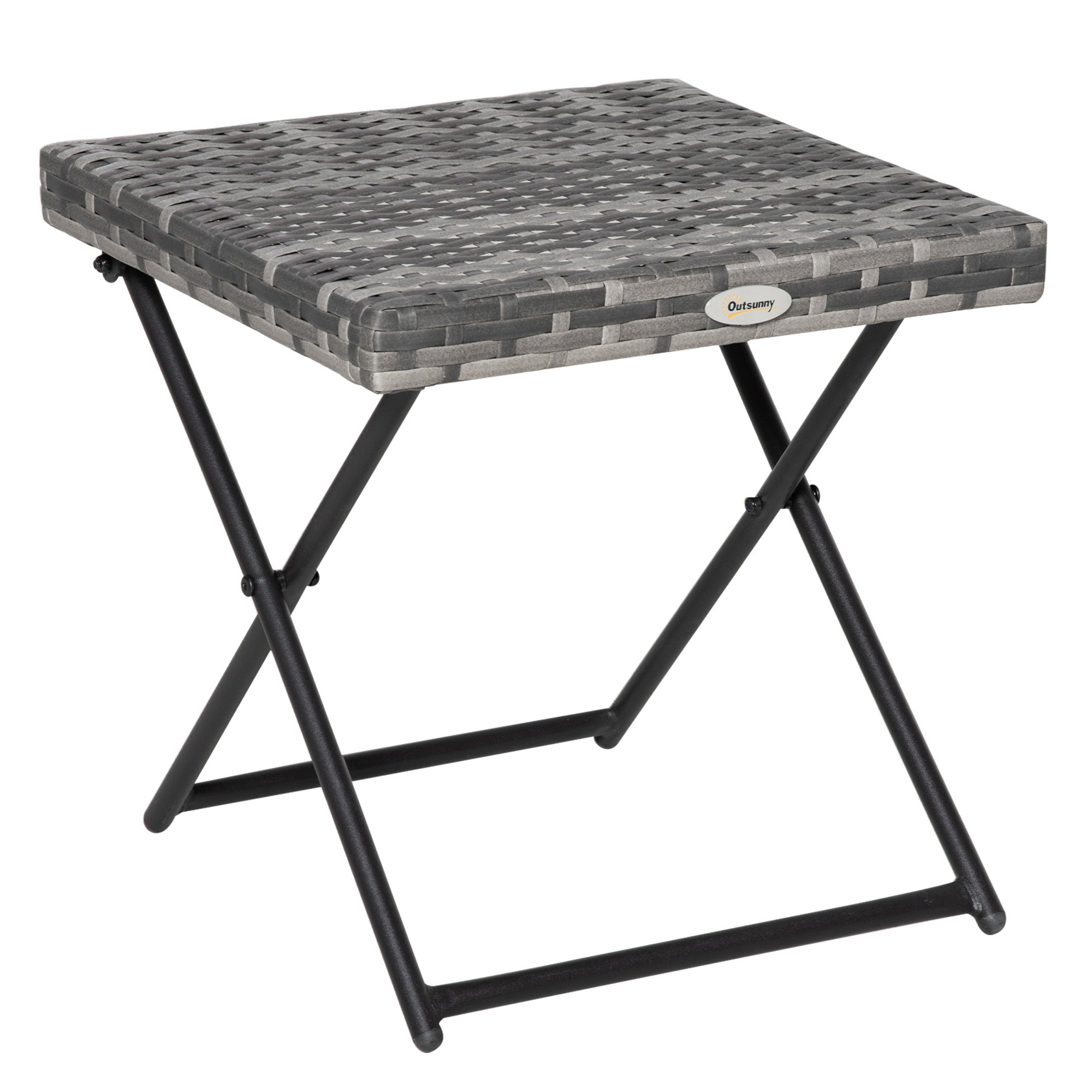Outsunny Square PE Wicker Rattan Folding Table - Grey - North Peak Garden Furniture