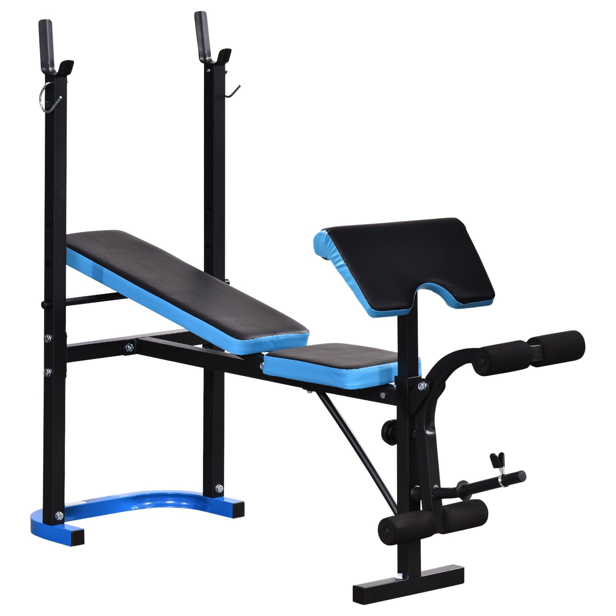 HOMCOM Adjustable Weight Bench with Leg Developer Barbell Rack for Lifting and Strength Training Multifunctional Workout Station for Home Gym Fitness, Black - North Peak Garden Furniture