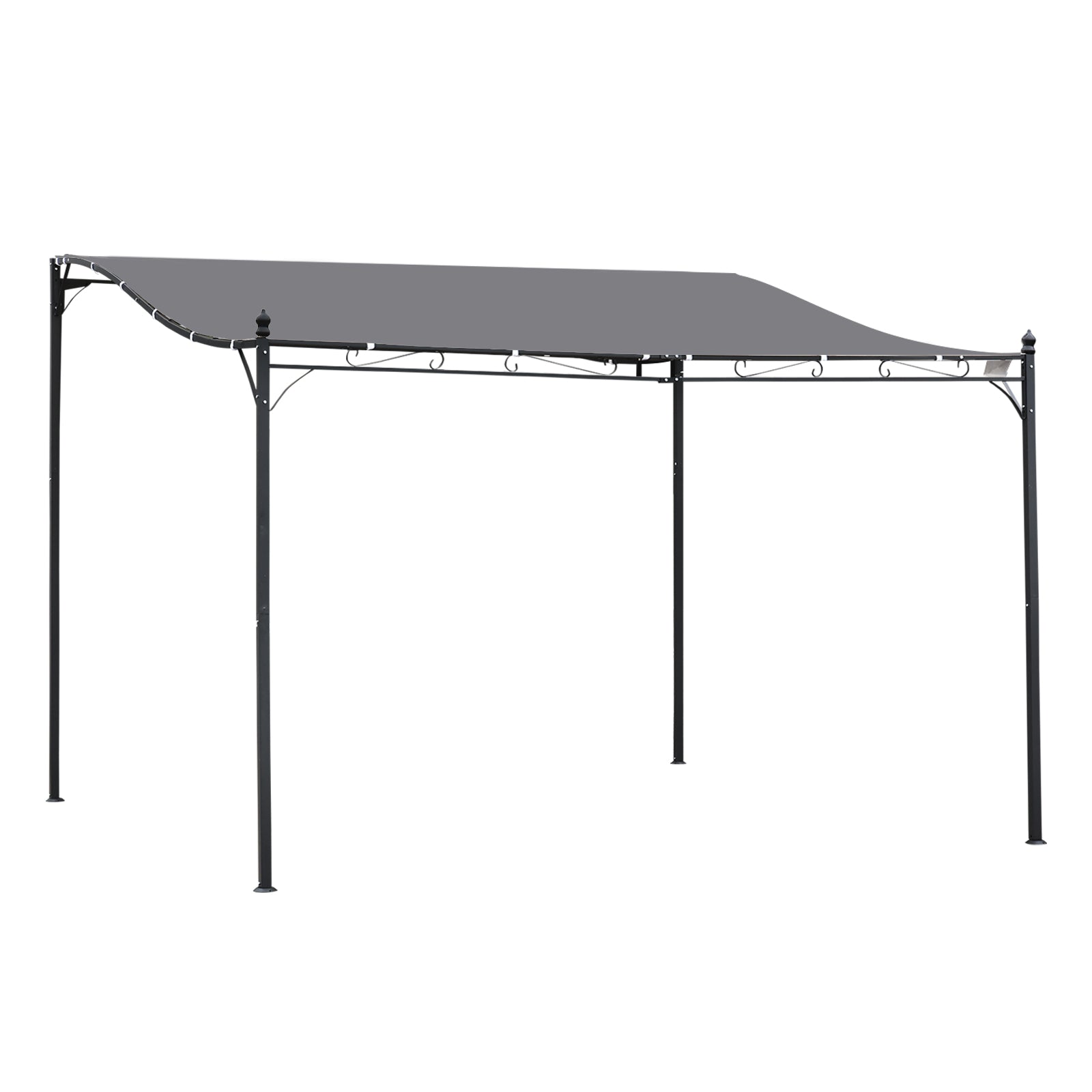 Outsunny 4 x 3 Meters Canopy Metal Wall Gazebo Awning Garden Marquee Shelter Door Porch - Grey - North Peak Garden Furniture