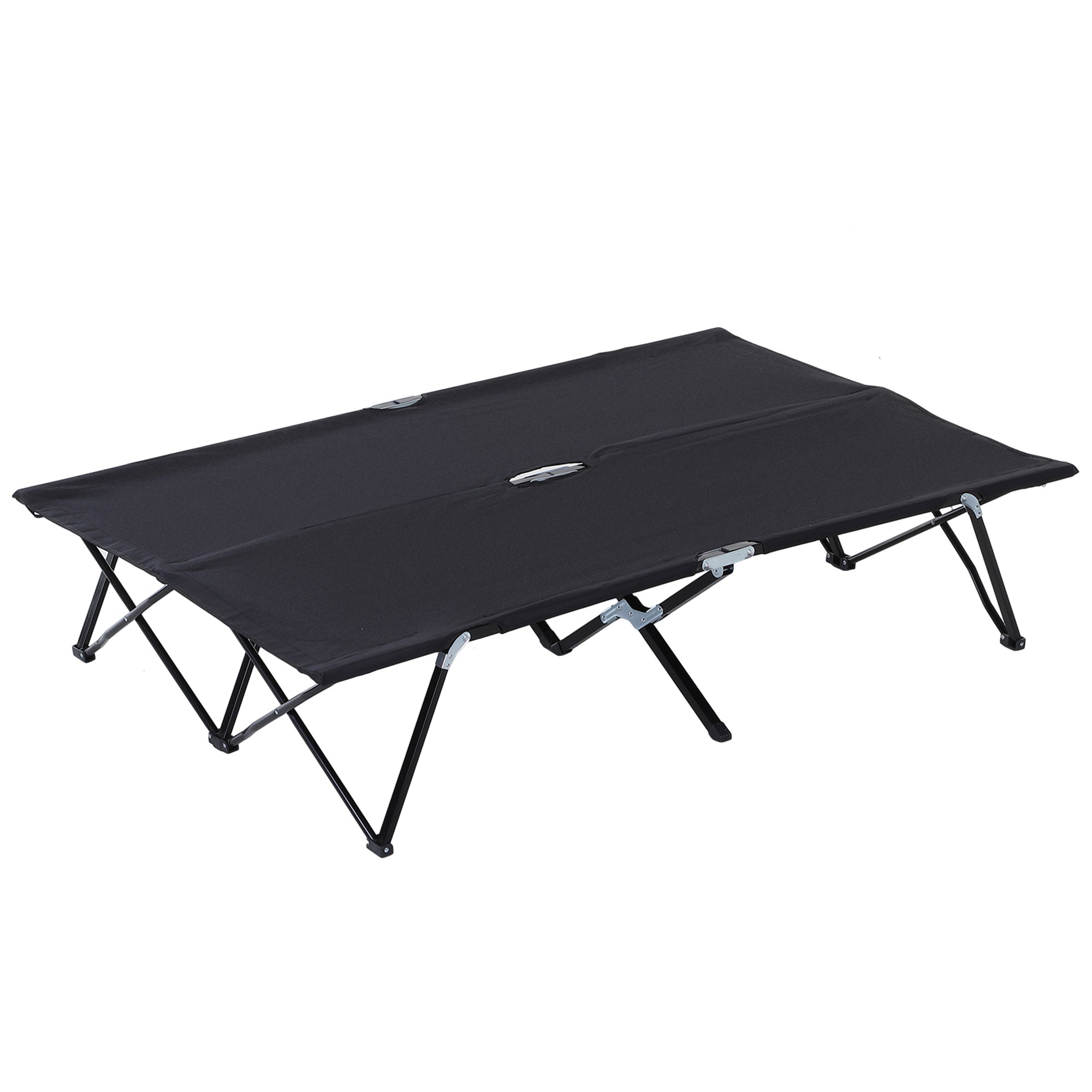 Outsunny Double Camping Cot Bed, with Bag - Black - North Peak Garden Furniture