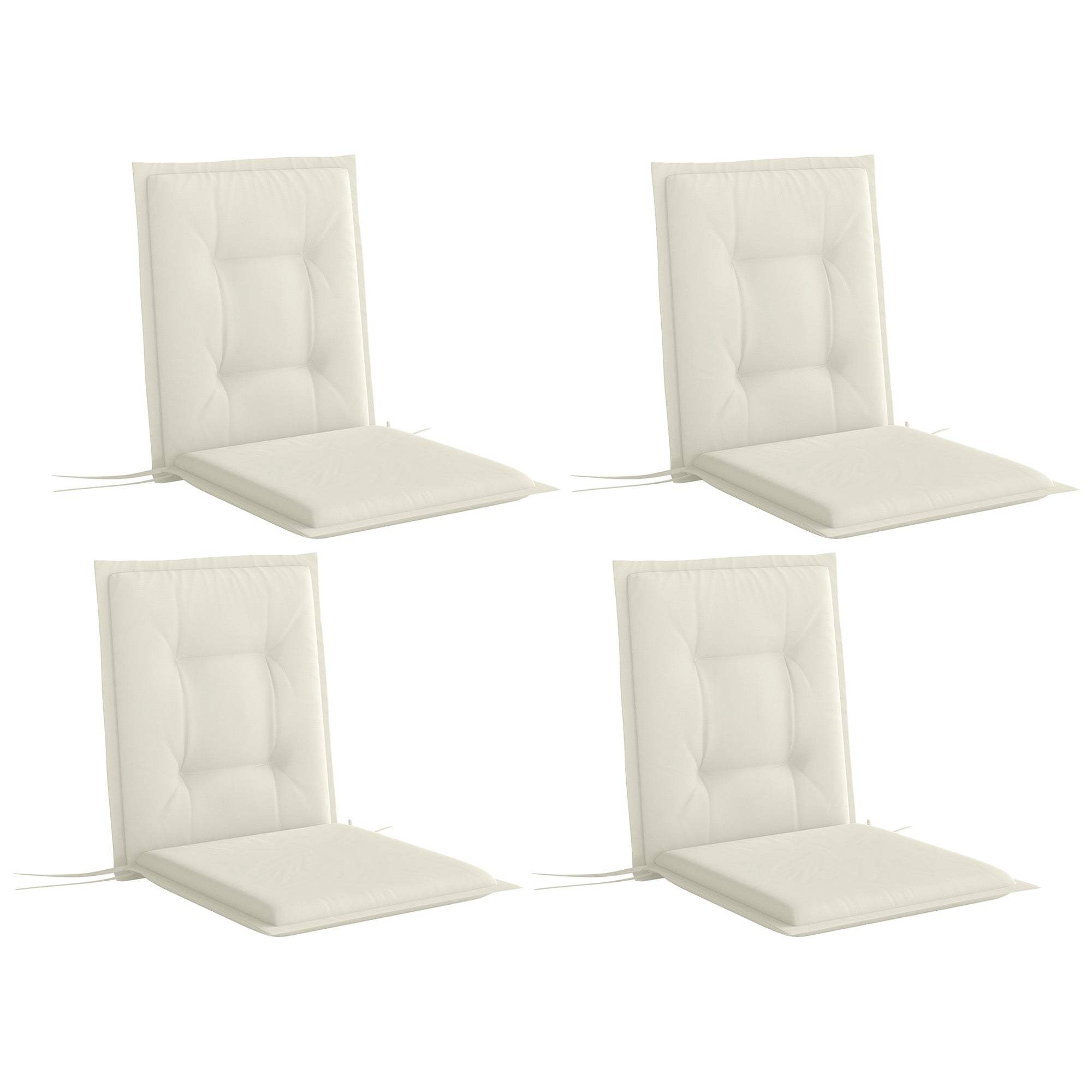 Outsunny Set of Four Padded Garden Seat Cushions - White - North Peak Garden Furniture