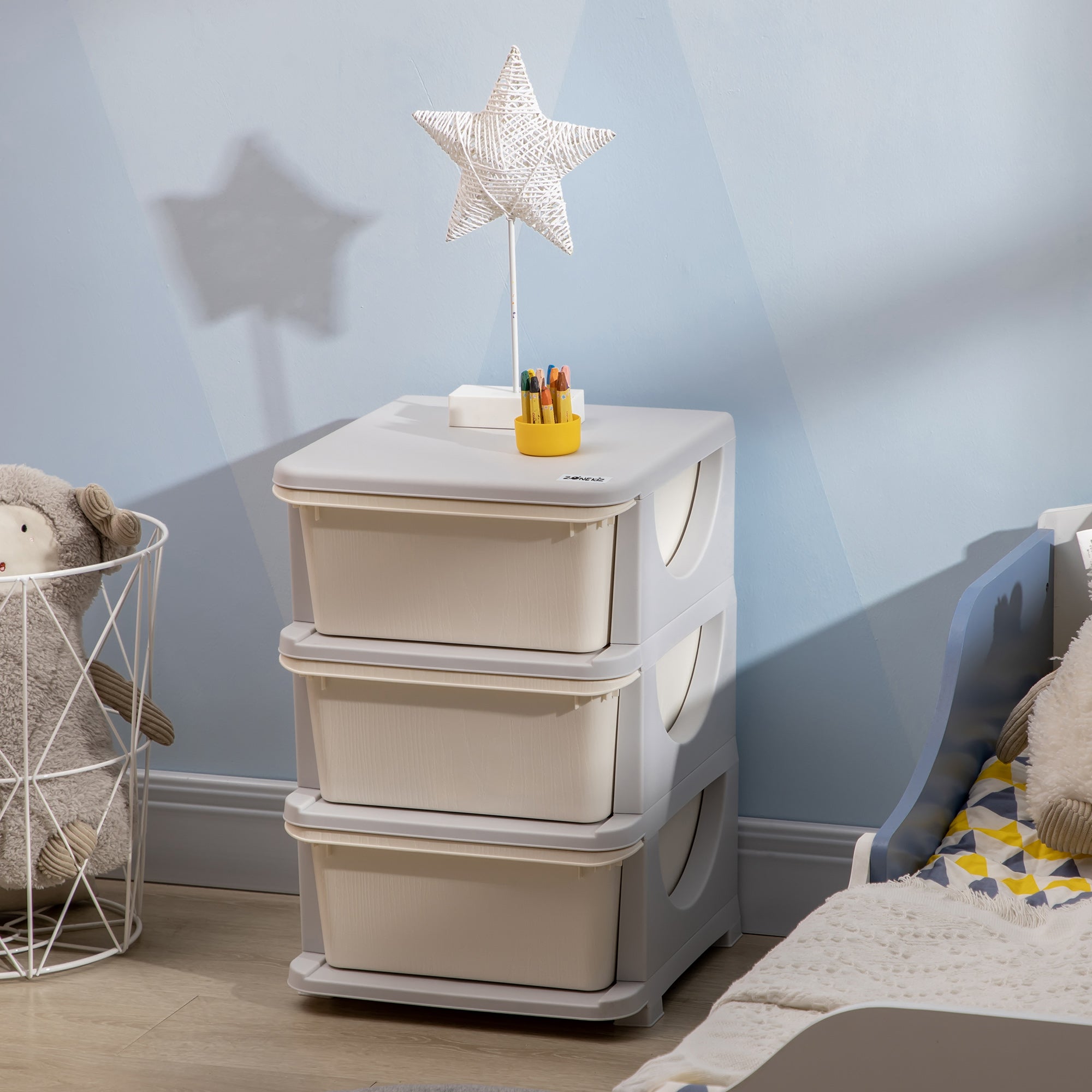 HOMCOM Three-Tier Kids Storage Boxes, with Three Drawers - White - North Peak Garden Furniture