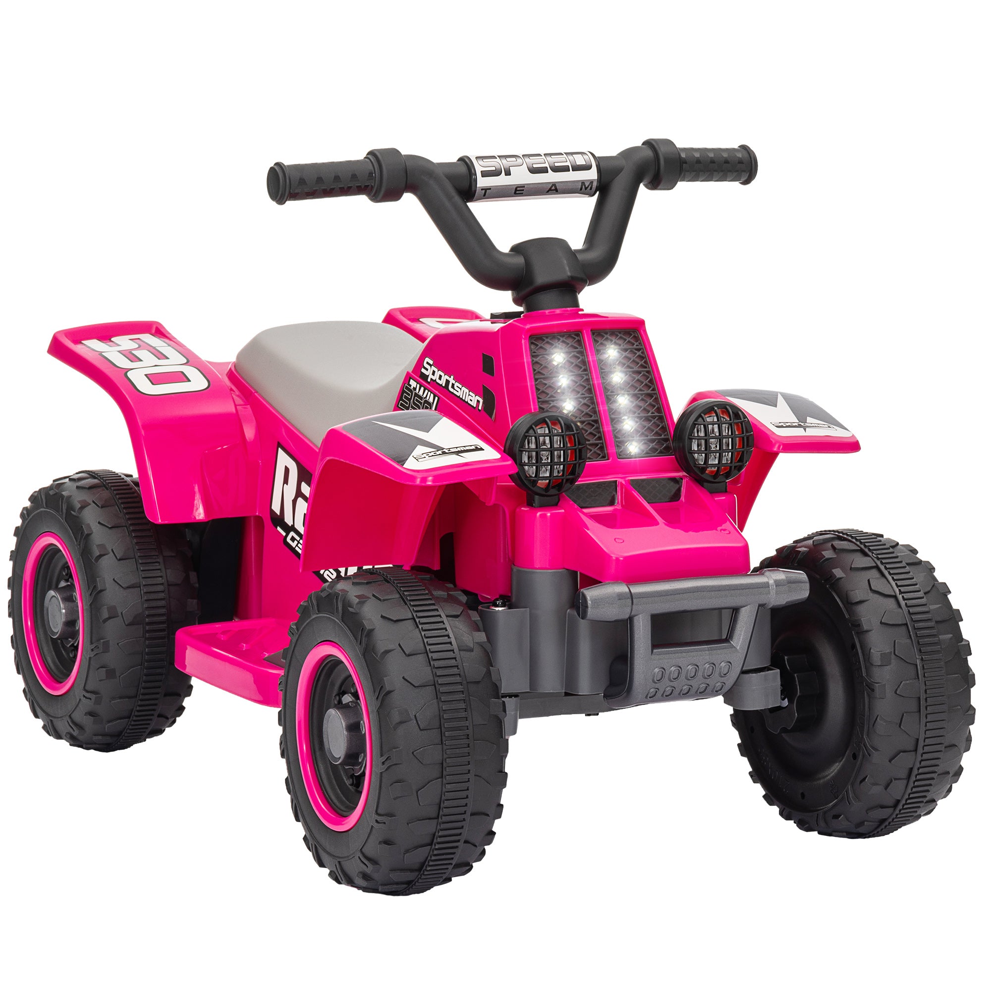 AIYAPLAY 6V Electric Quad Bike for Kids, Ride On ATV w/ Forward Backward, Headlights, for 18-36 Months - Pink - North Peak Garden Furniture