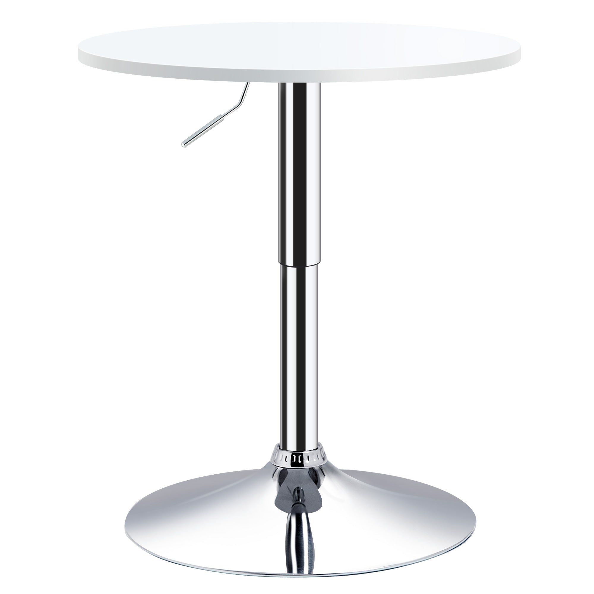 HOMCOM Bar Table Φ60cm Adjustable Height Round Bistro Table w/ Swivel Top Metal Frame Counter Surface Stylish Kitchen Conservatory White - North Peak Garden Furniture