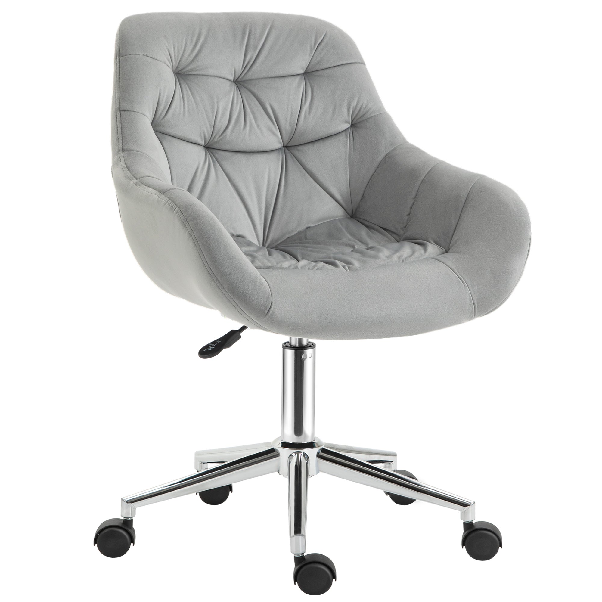 Vinsetto Home Office Chair Velvet Ergonomic Computer Chair Comfy Desk Chair with Adjustable Height, Arm and Back Support, Grey - North Peak Garden Furniture