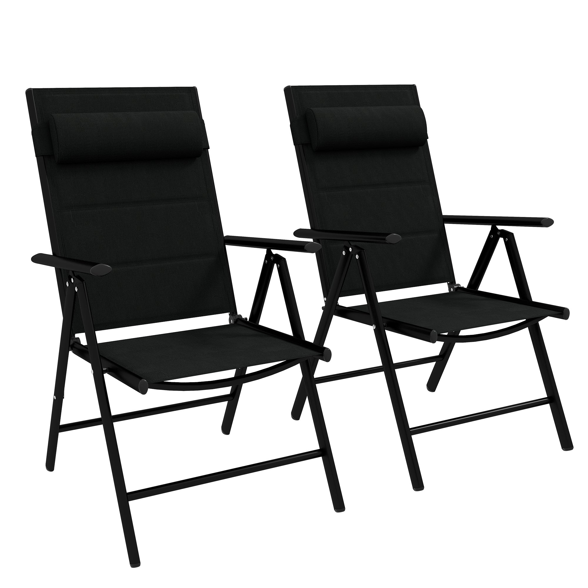 Outsunny Set of Two Padded Garden Chairs - Black - North Peak Garden Furniture