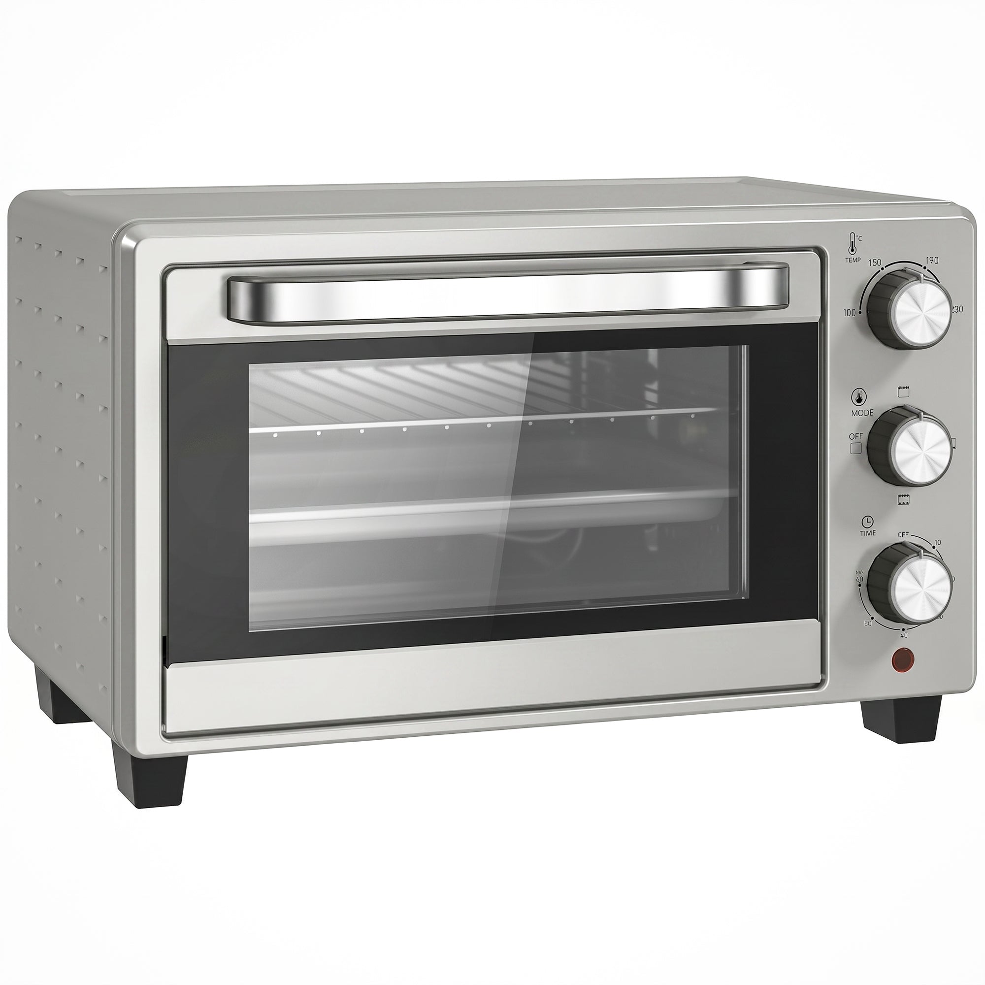HOMCOM 21L Mini Countertop Oven, 100°C-230°C Adjustable Temp - Silver Tone