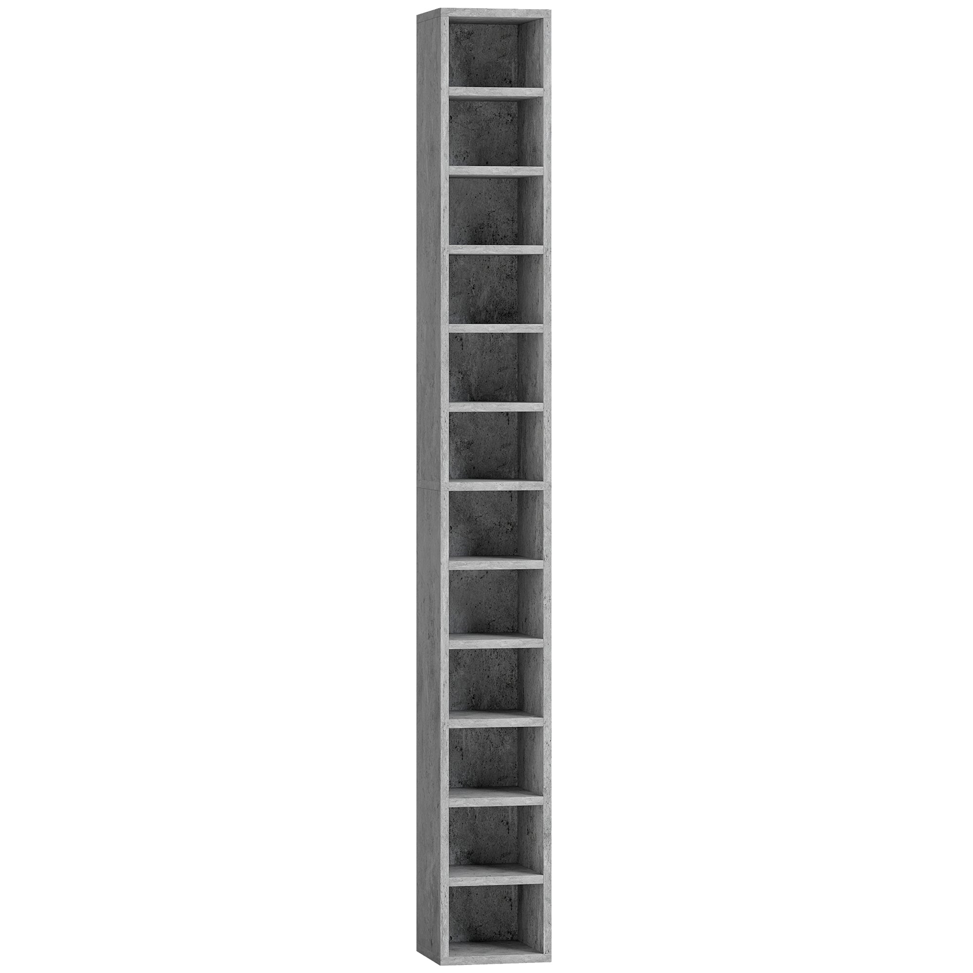 HOMCOM 204 CD Tall Narrow Media Storage Tower - Cement Grey