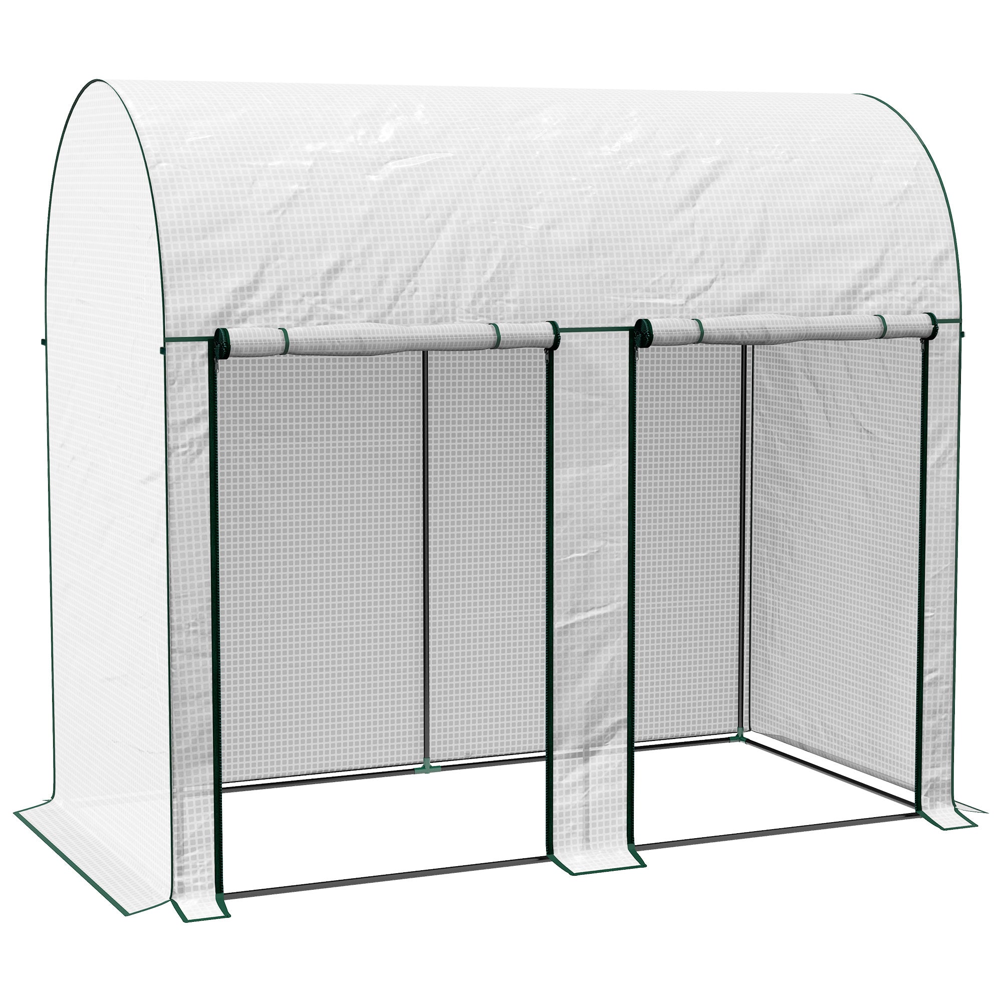 Outsunny 200 x 100cm Walk-In Greenhouse, with Zipped Doors - White - North Peak Garden Furniture