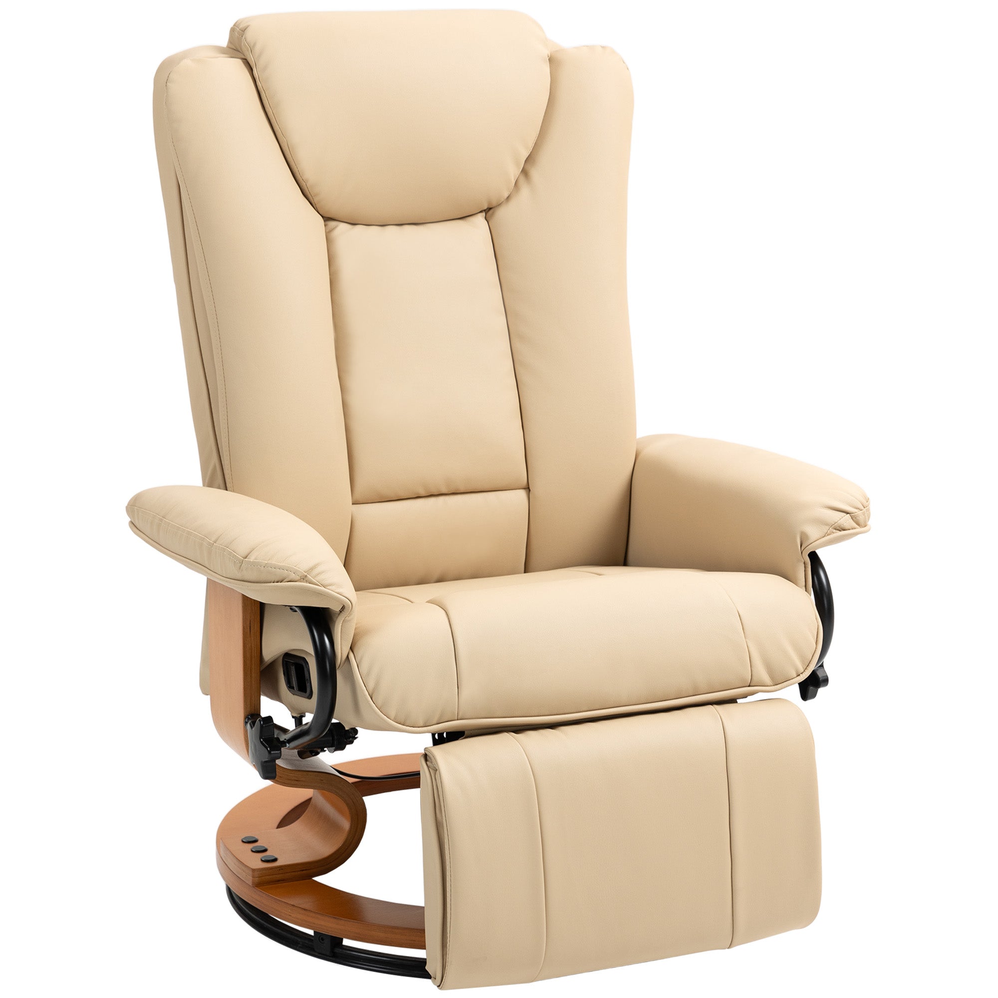 HOMCOM Faux Leather Recliner Chair - Beige - North Peak Garden Furniture