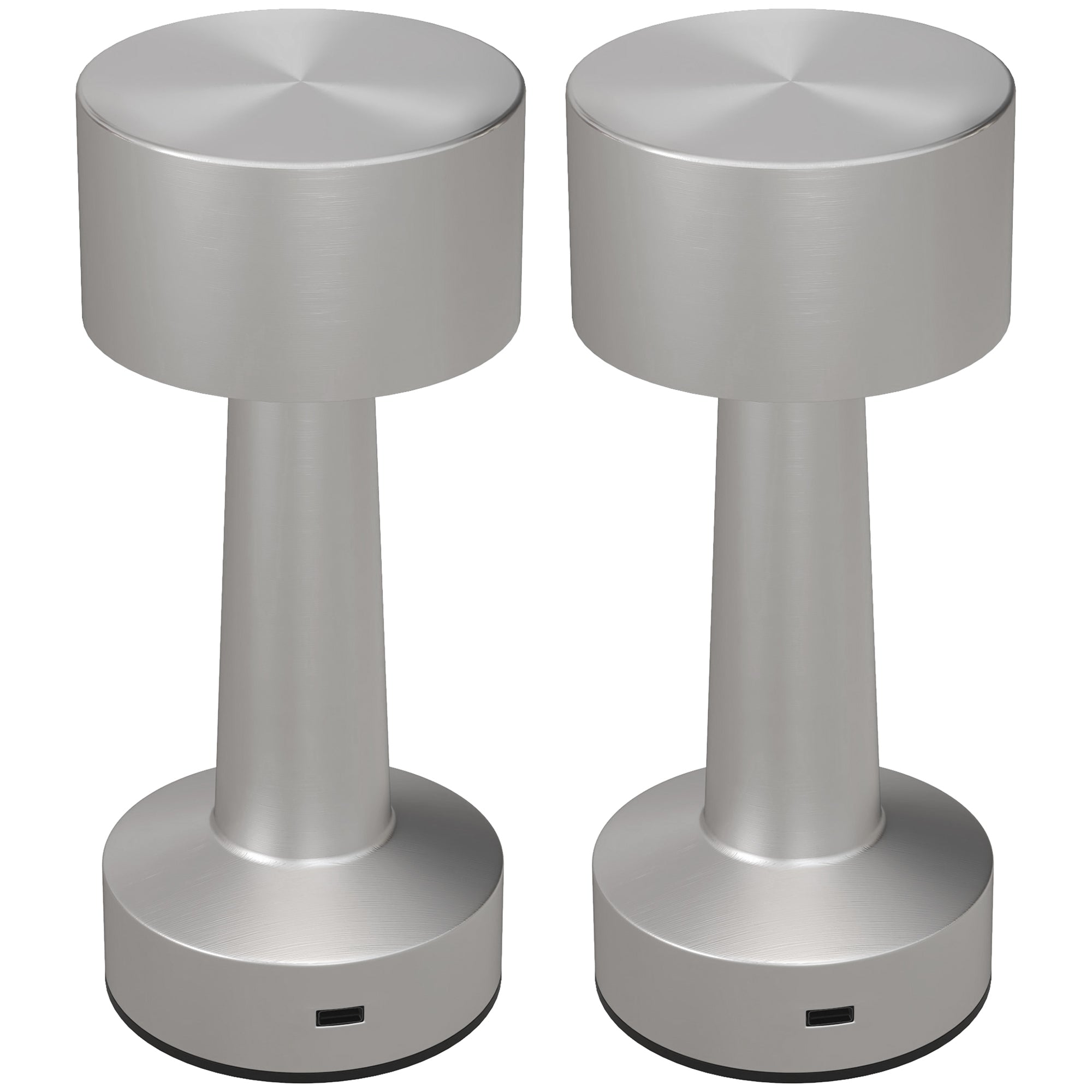2 Pack Cordless Table Lamp, Touch LED Desk Lamp with Rechargeable Battery, 3 Colour, for Bedroom Living Room, Silver - North Peak Garden Furniture