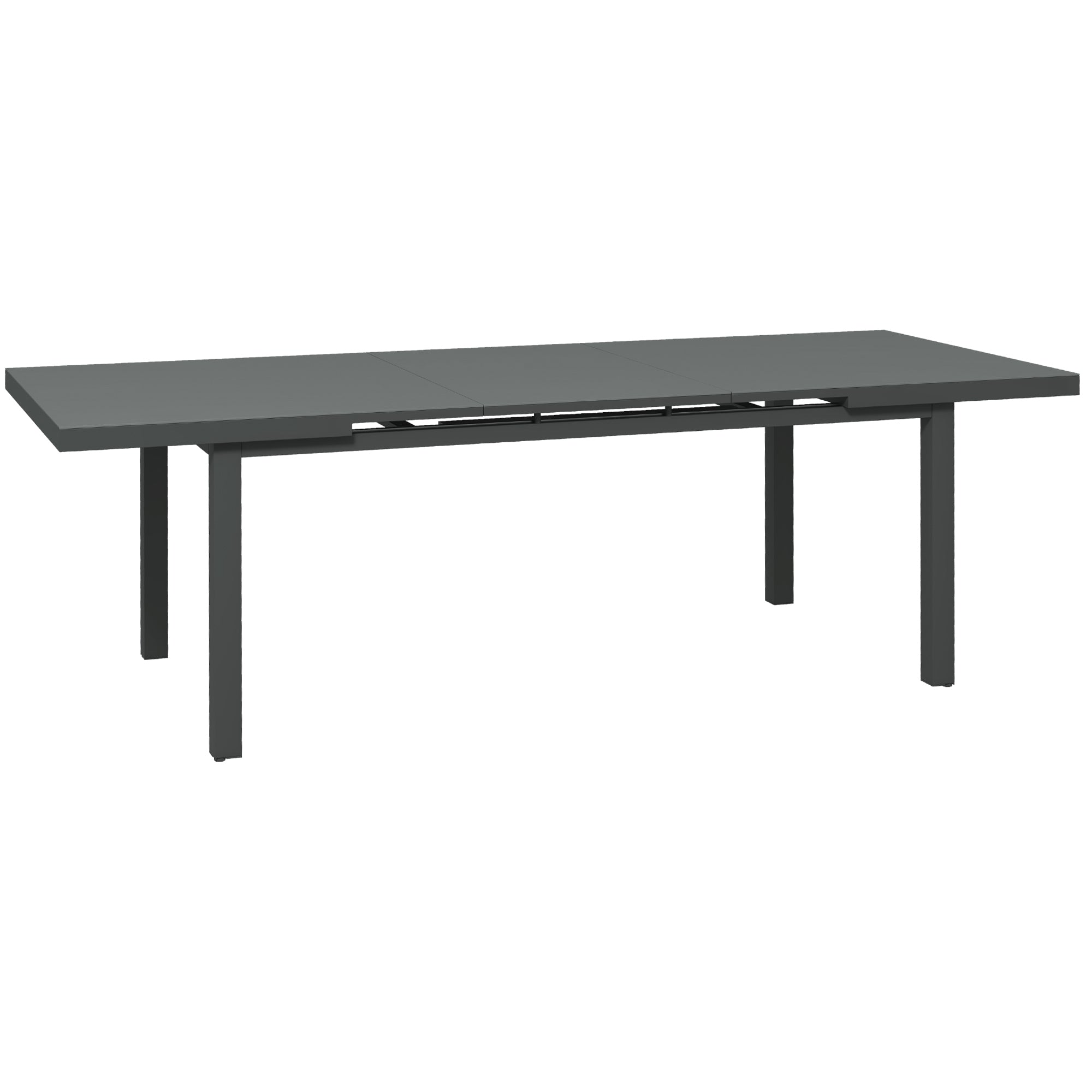 Outsunny Aluminium Garden Table for 6-8, Extending Outdoor Dining Table Rectangle for Lawn Balcony - Charcoal Grey - North Peak Garden Furniture