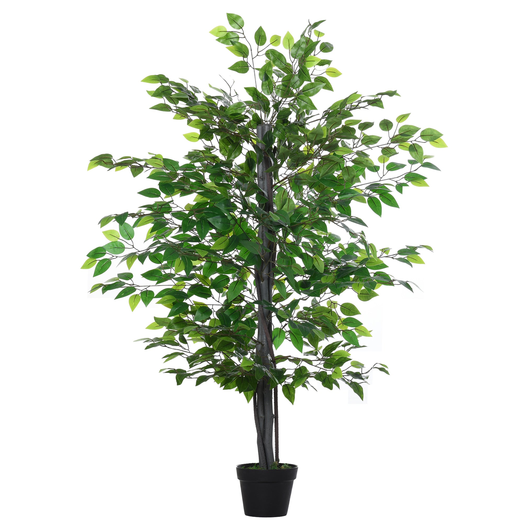 Outsunny 145cm Artificial Banyan Plant Faux Decorative Tree w/ Cement Pot Vibrant Greenery Shrubbery Indoor Outdoor Accessory - North Peak Garden Furniture