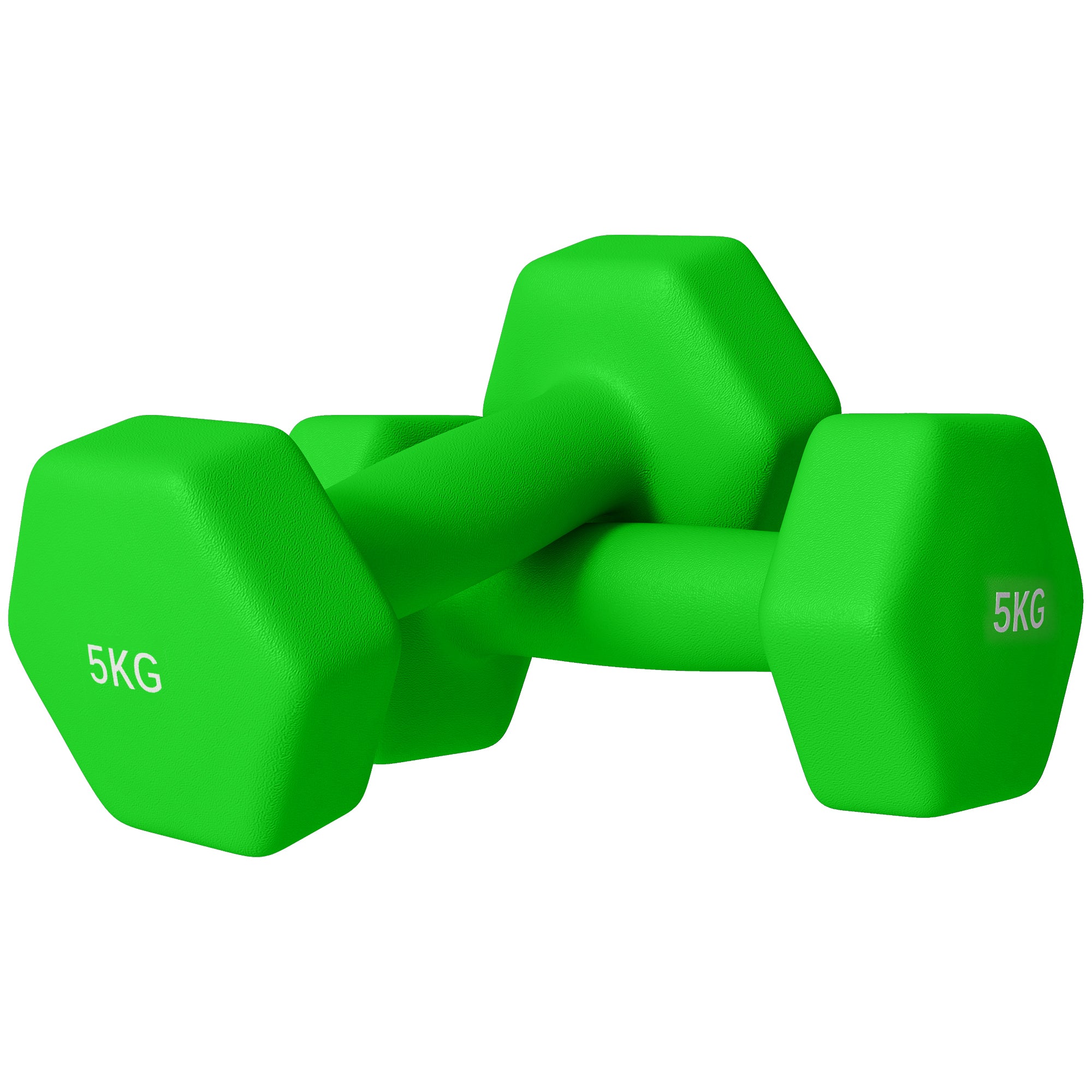 SPORTNOW 2 x 5kg Hexagonal Dumbbells Weights Set with Non-Slip Grip for Home Gym Workout, Green - North Peak Garden Furniture