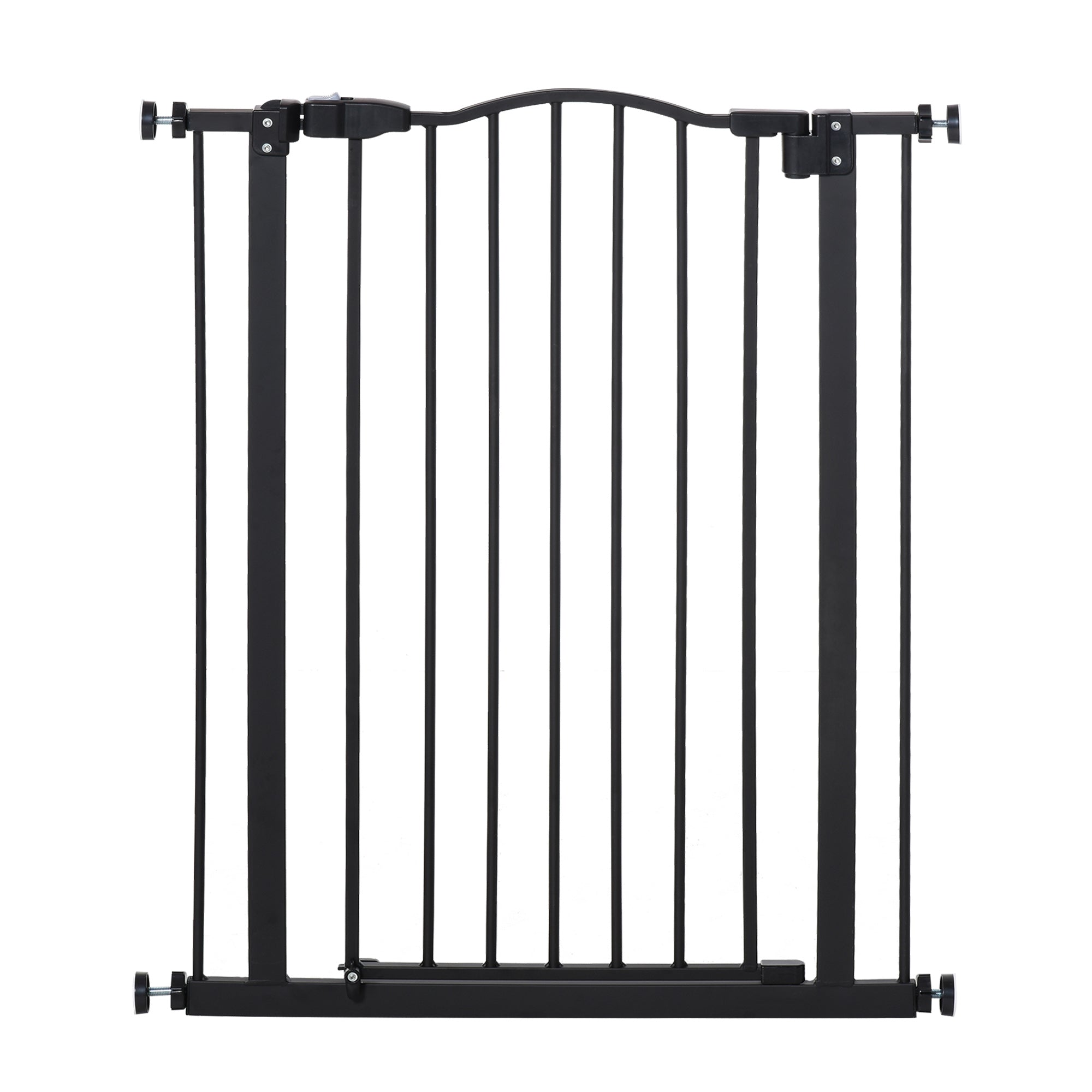 PawHut Pressure Fit Dog Stair Gate No Drilling Safety Gate Auto Close for Doorways, Hallways, 74-80cm Adjustable, 94cm Tall, Black - North Peak Garden Furniture