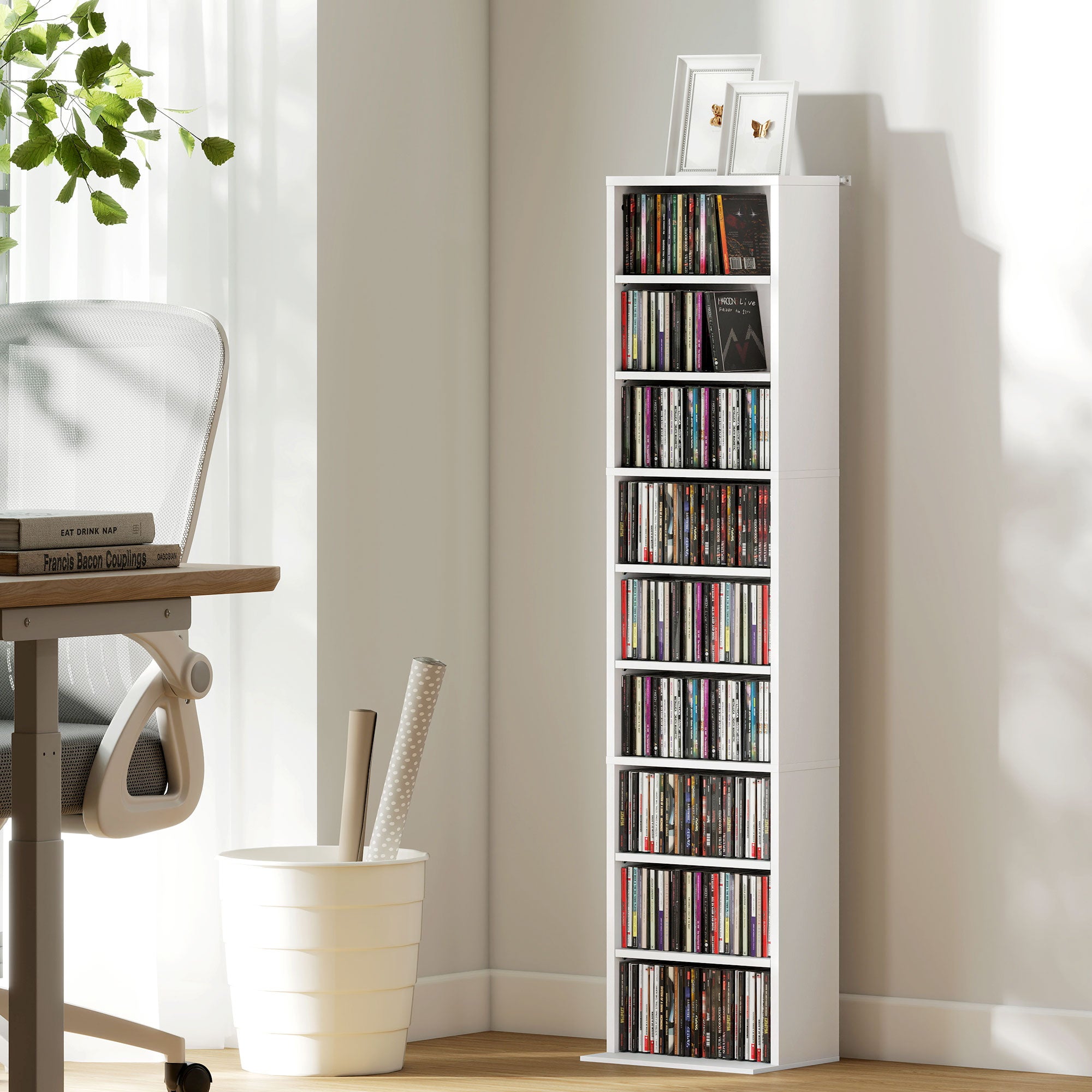 HOMCOM 260 Narrow CD Storage Unit - White