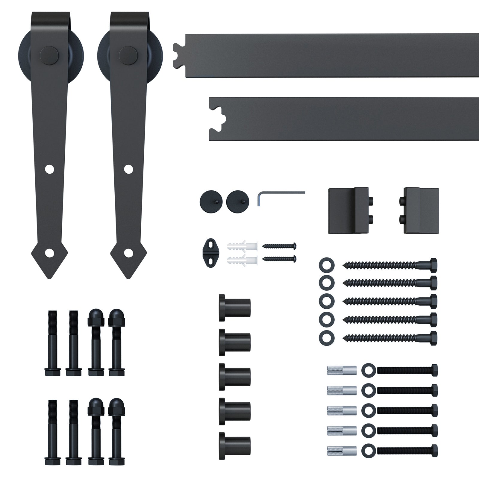HOMCOM 6.6FT Carbon Steel Sliding Door Kits Barn Hardware Closet Set Antique Style Track System For Single Wooden Door - North Peak Garden Furniture