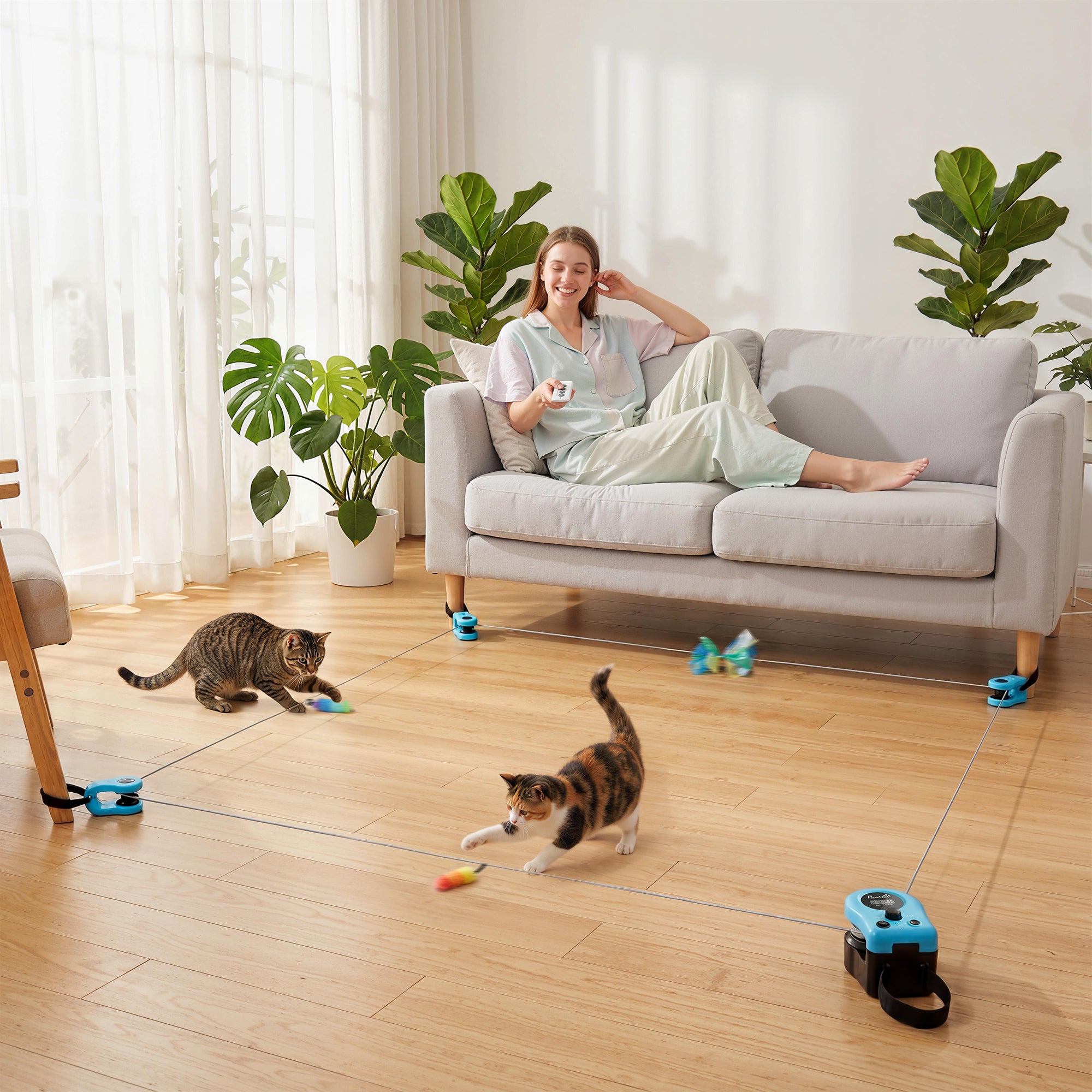 PawHut Interactive Cat Toy for Indoor Kittens & Adult with Adjustable Speed, DIY Track & Mouse Sound