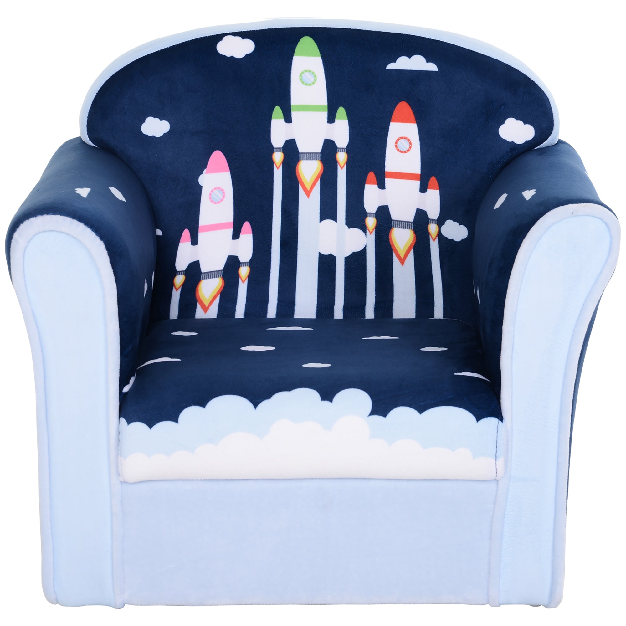 HOMCOM Children Chair Armchair Single Sofa, 50 x 39 x 44cm, for 18M+, Blue - North Peak Garden Furniture
