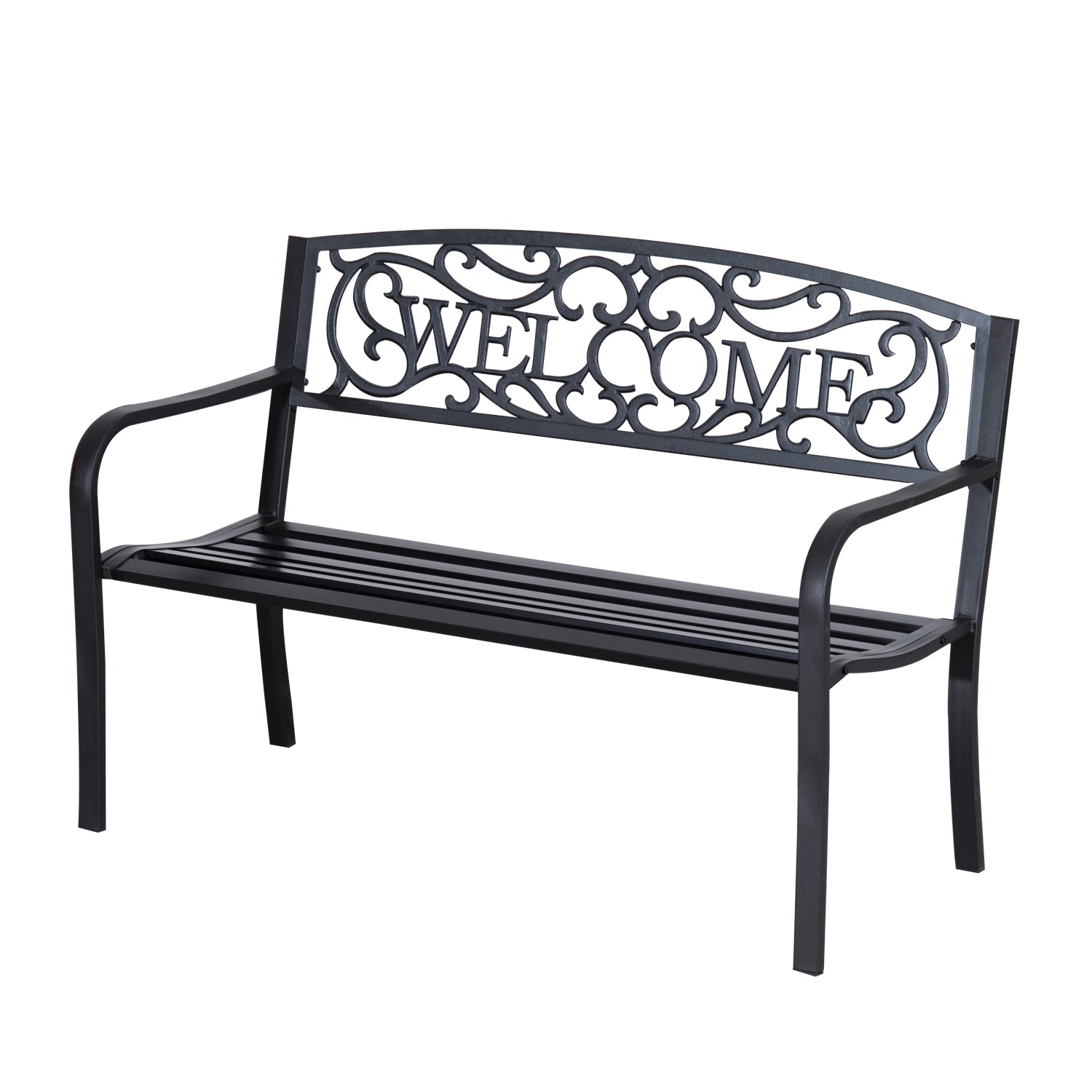 Outsunny 126Lx60Wx85H cm Steel Bench-Black - North Peak Garden Furniture