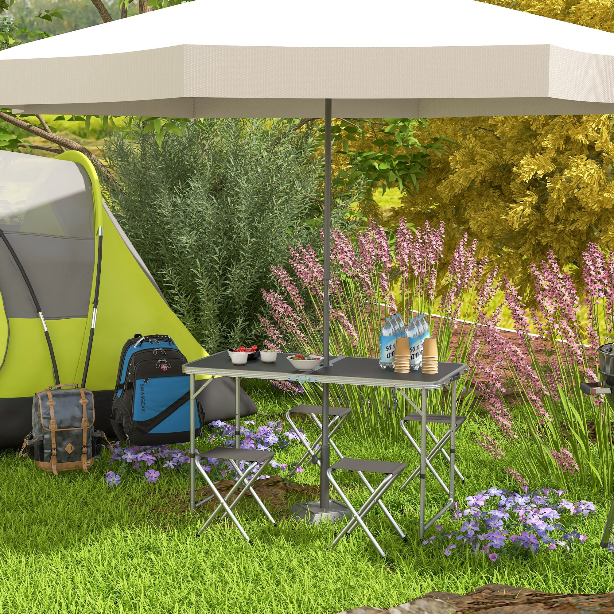 Outsunny Four-Person Foldable Aluminium Picnic Set - North Peak Garden Furniture