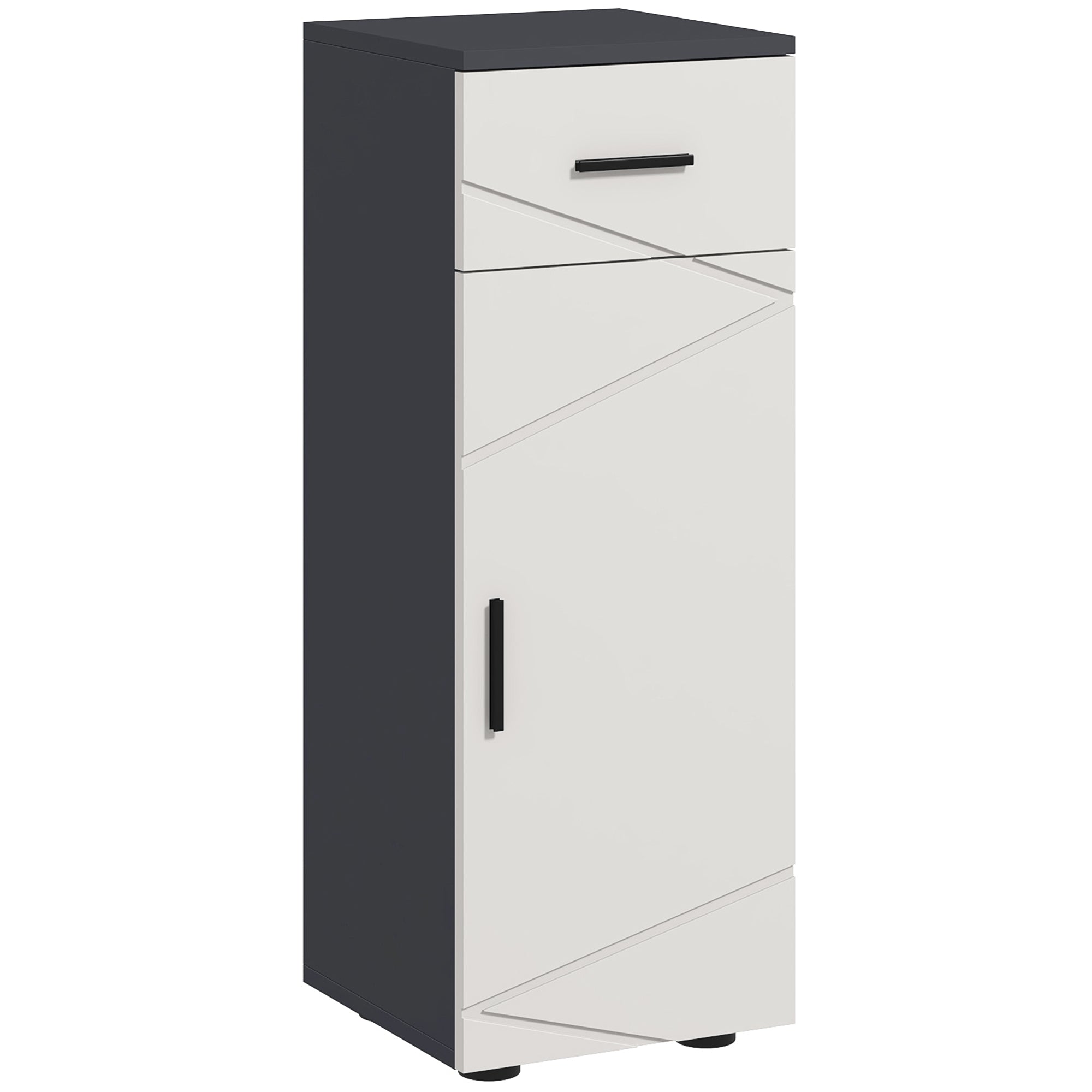 kleankin Slim Bathroom Cabinet, Narrow Bathroom Storage Cabinet with Drawer, Door Cupboard, Adjustable Shelf and Soft Close Mechanism, Grey - North Peak Garden Furniture
