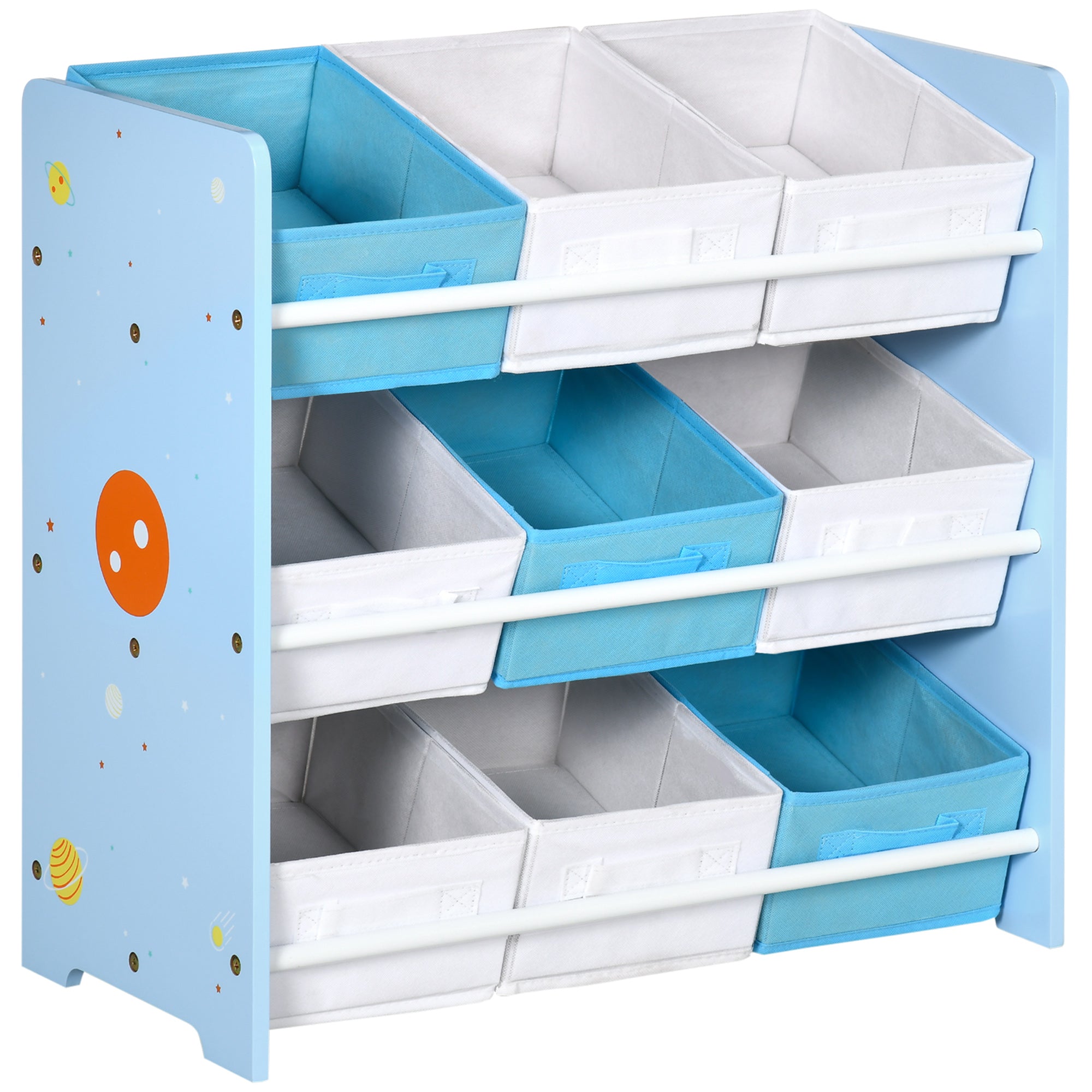 ZONEKIZ Kids Storage Rack, with Nine Removable Baskets, for Nursery, Bedroom, Playroom - Blue - North Peak Garden Furniture