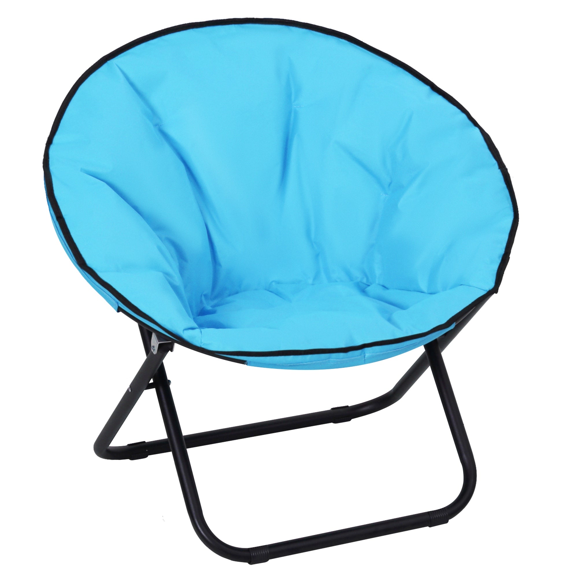 Outsunny Garden Folding Portable Padded Saucer Moon Chair Padded Round Outdoor Camping Travel Fishing Seat Blue - North Peak Garden Furniture