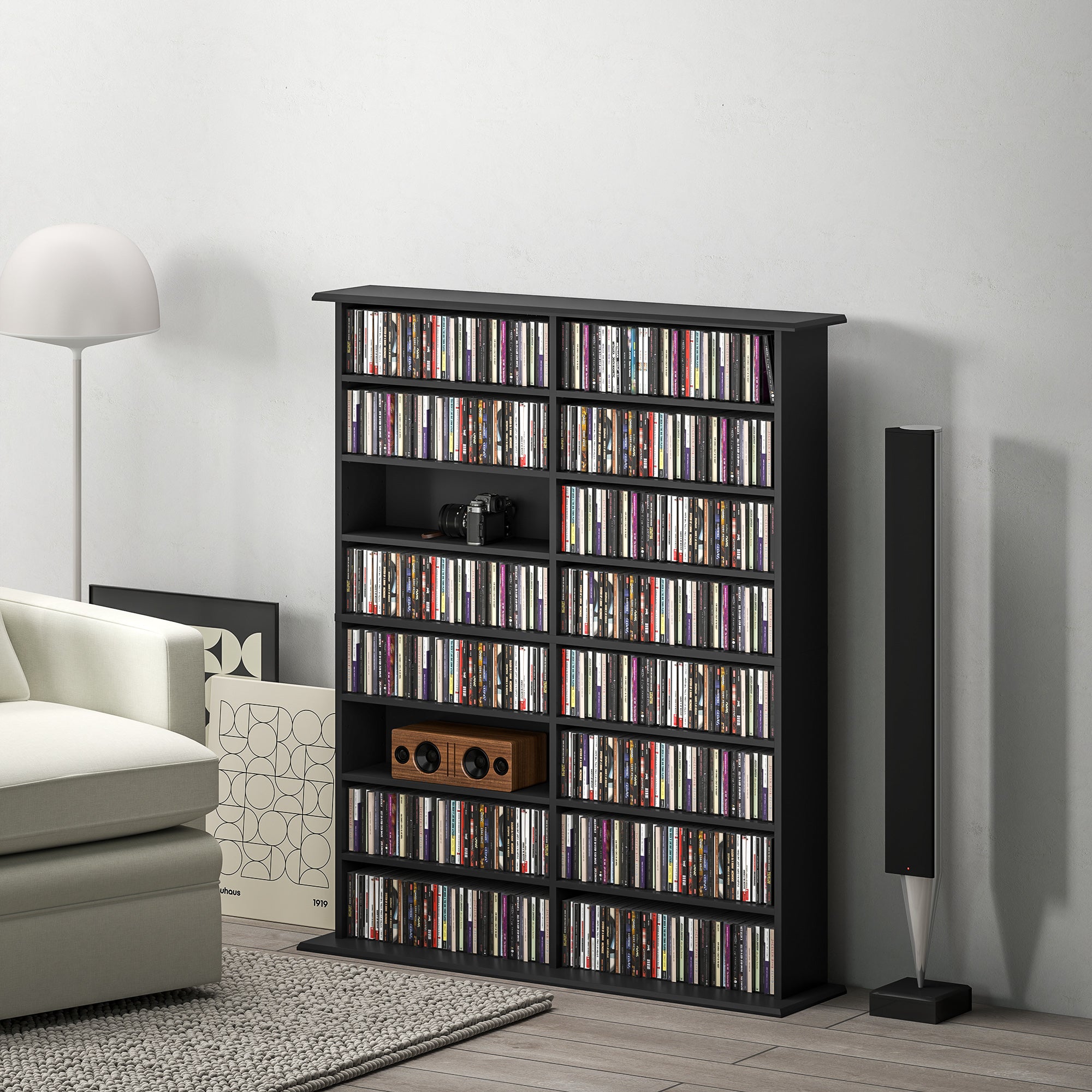 HOMCOM 720 CD/396 DVD/396 Blu-ray Storage Unit - Black - North Peak Garden Furniture