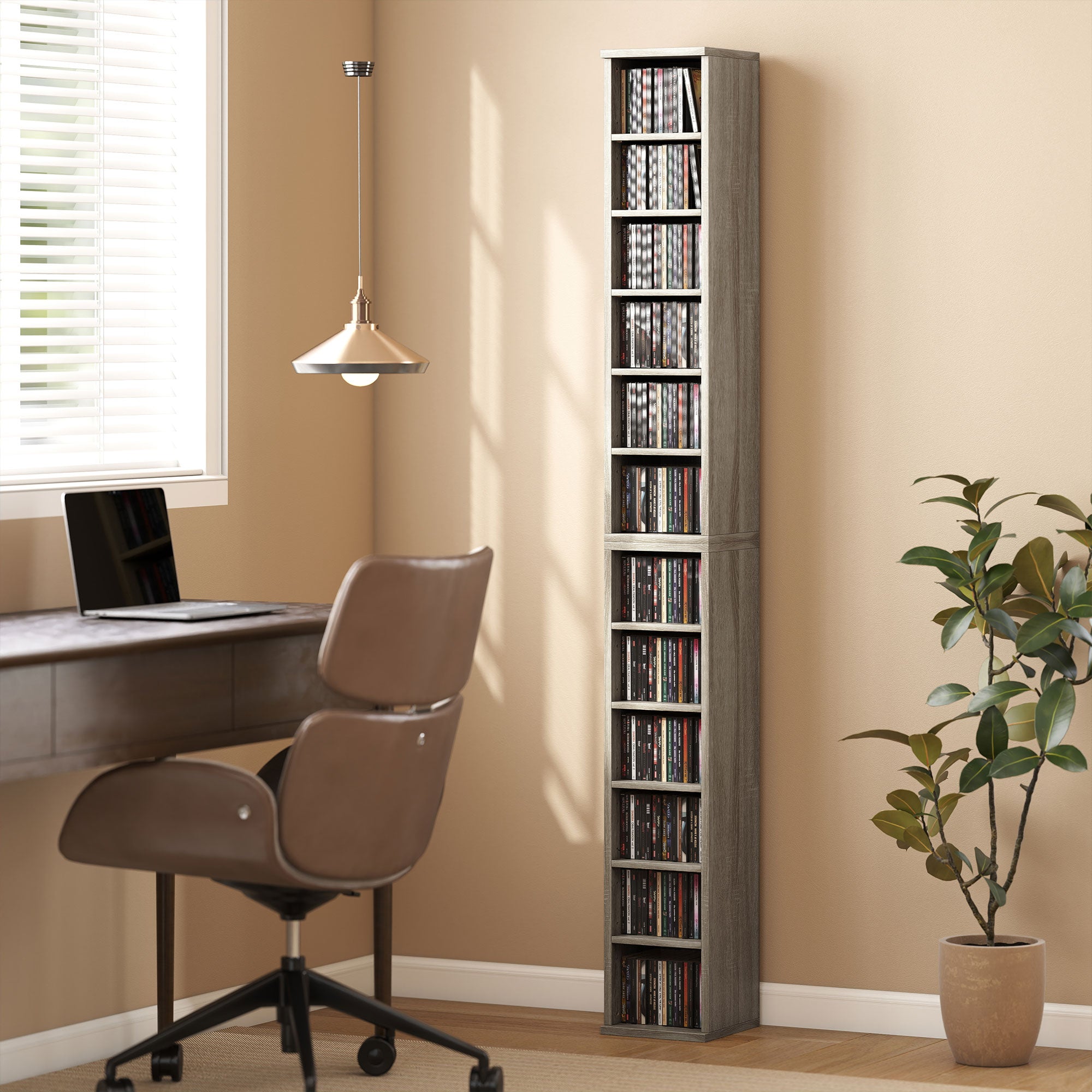 HOMCOM Set of Two 102 CD Storage Units - Dark Wood-Effect