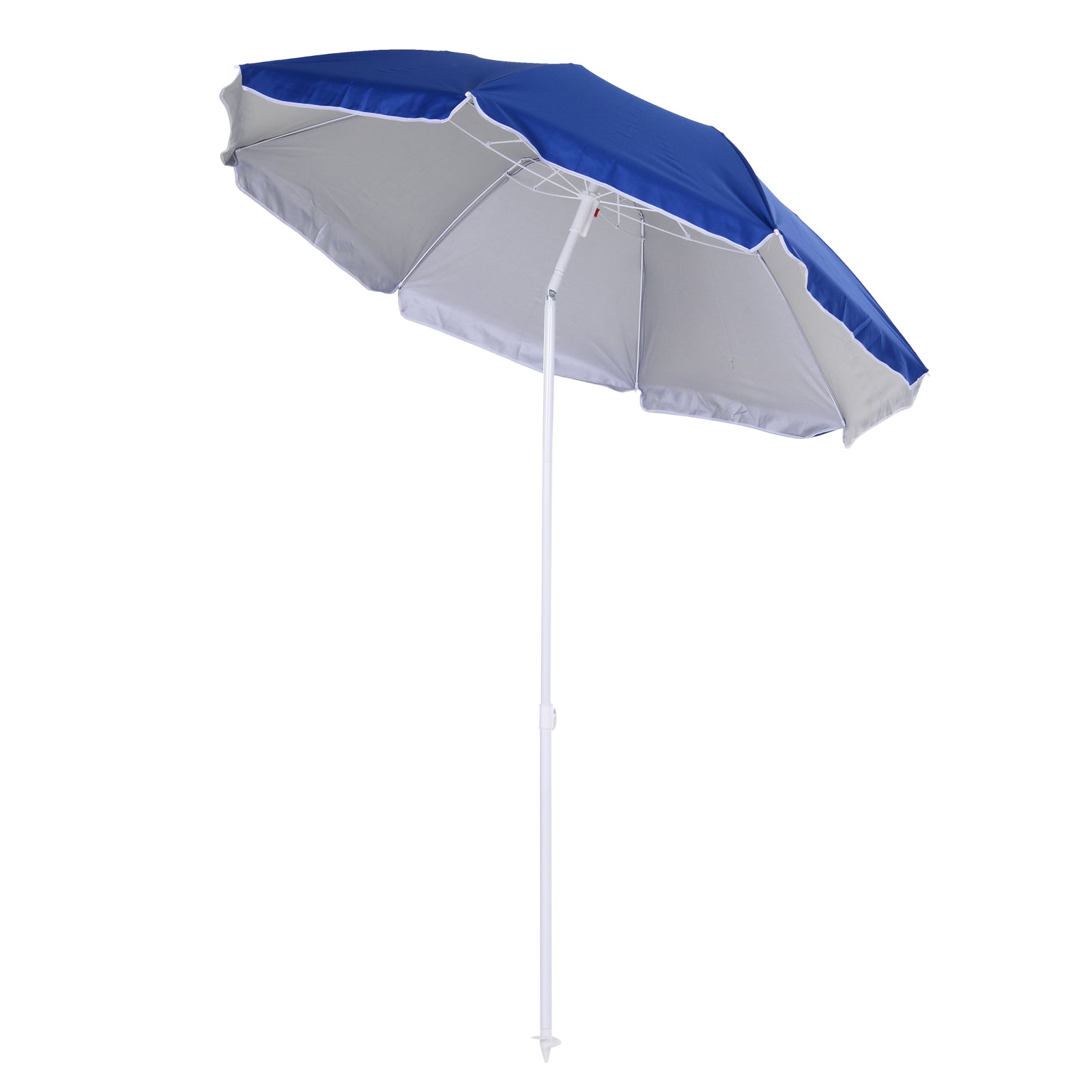 Outsunny 1.7m Beach Umbrella, Portable Parasol with Tilting Function, Carry Bag, Outdoor Sunshade Shelter with 8 Ribs, Blue - North Peak Garden Furniture