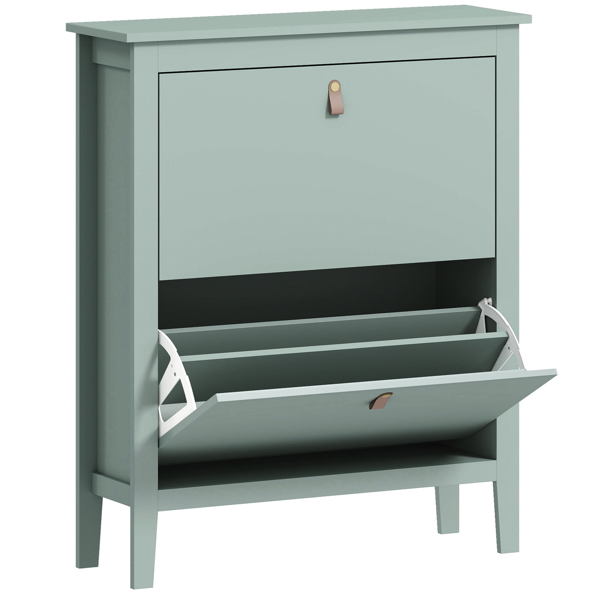 HOMCOM Modern Two-Drawer Shoe Cabinet - Green
