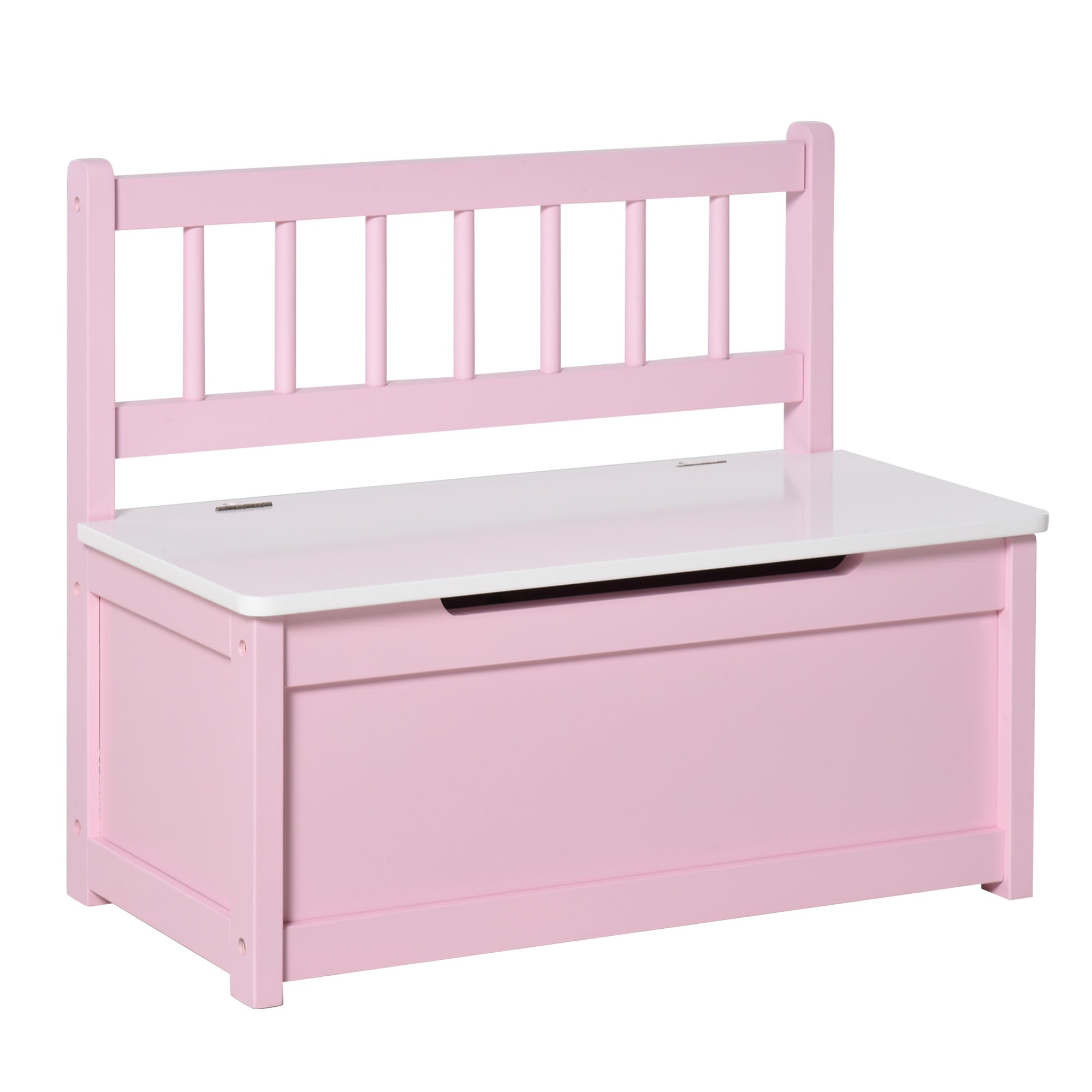 HOMCOM 2 In 1 Wooden Toy Box, Seat Storage Bench, Storage Chest Cabinet Organiser, with Safety Pneumatic Rod - North Peak Garden Furniture